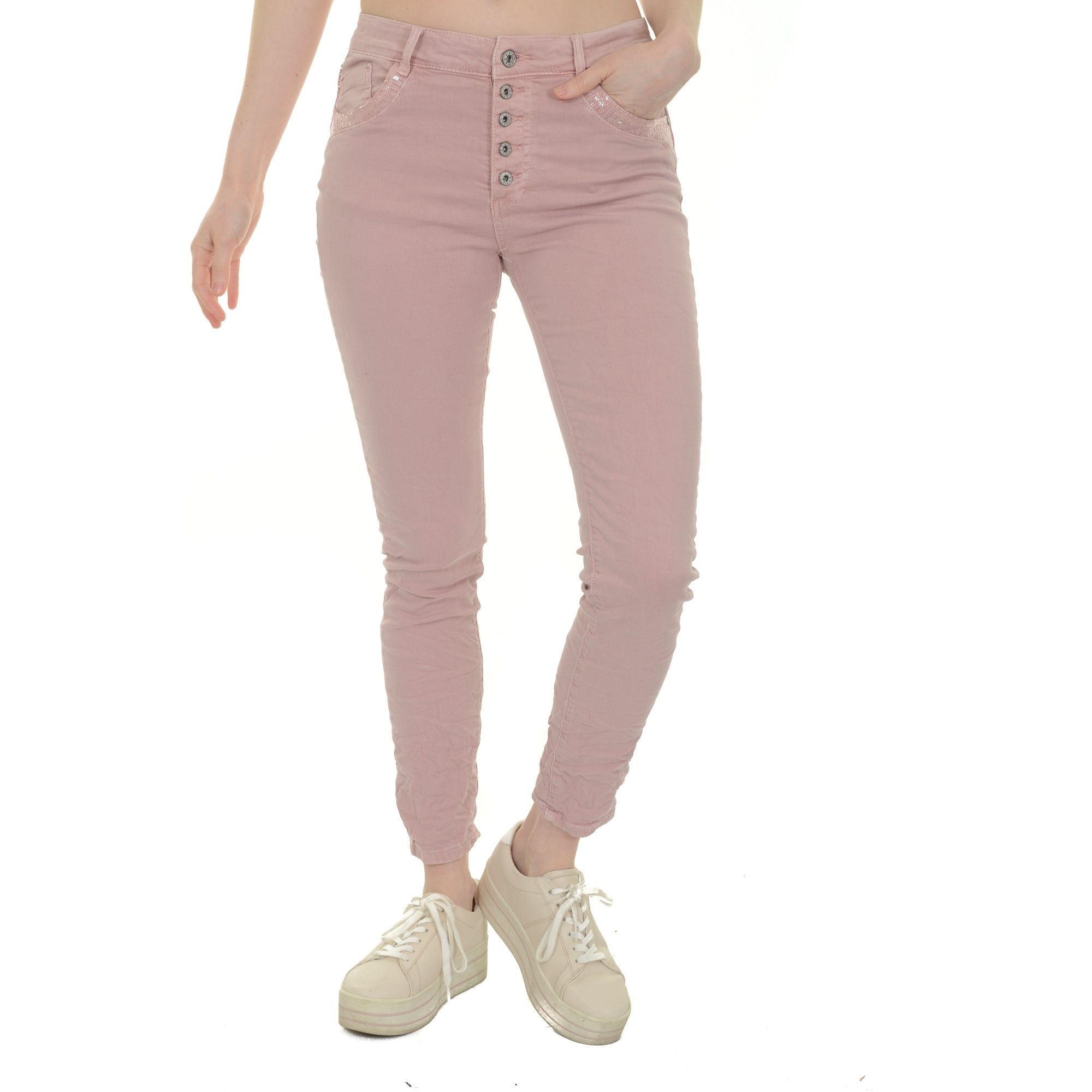 Mel stretch sequin trim skinny cotton jeans