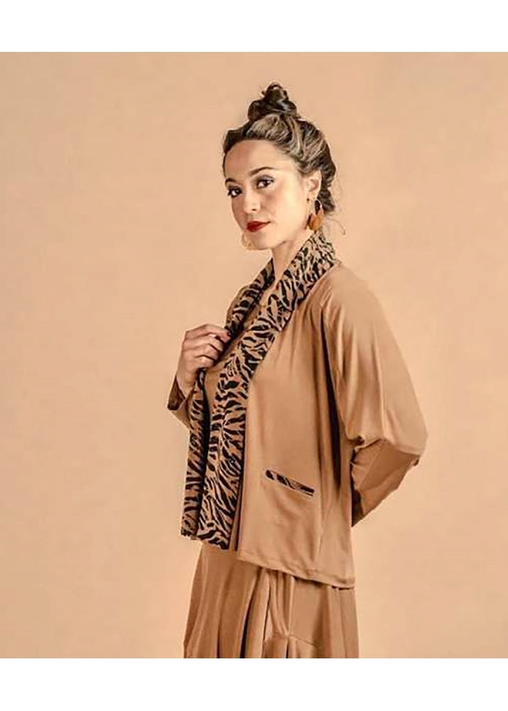 Aubrey mustard colour french jersey edge to edge cardigan