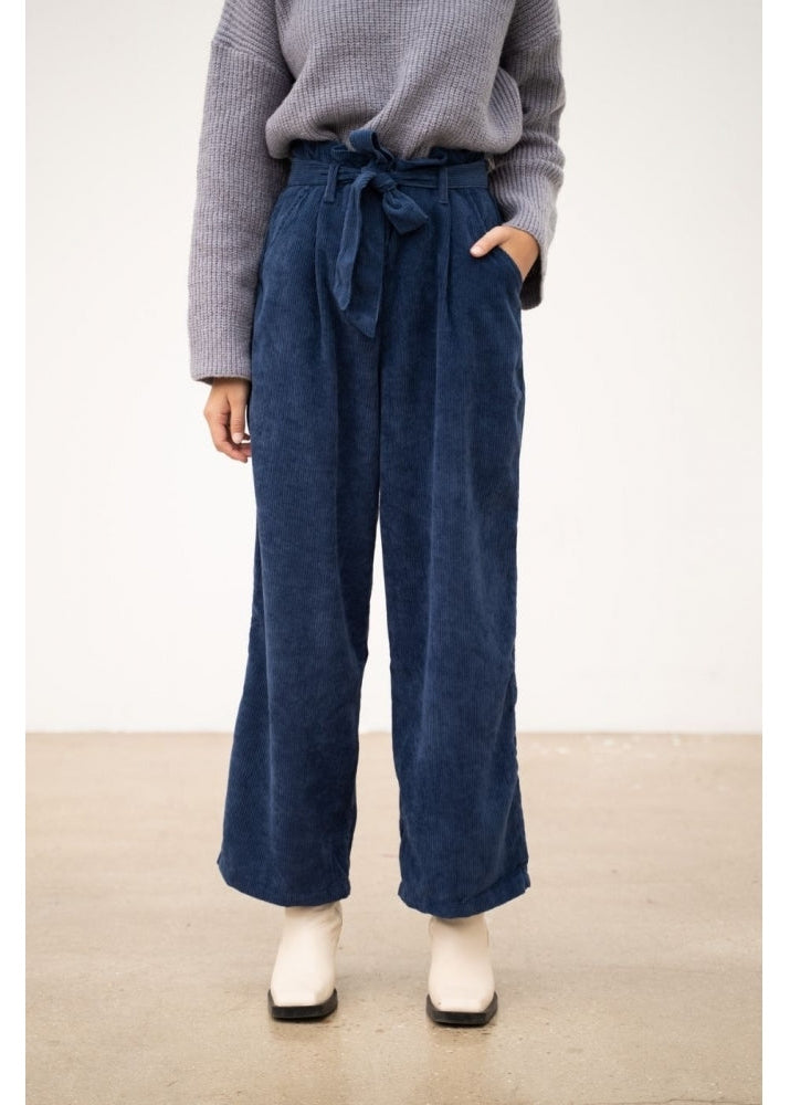 Clara denim blue relaxed fit cord trouser