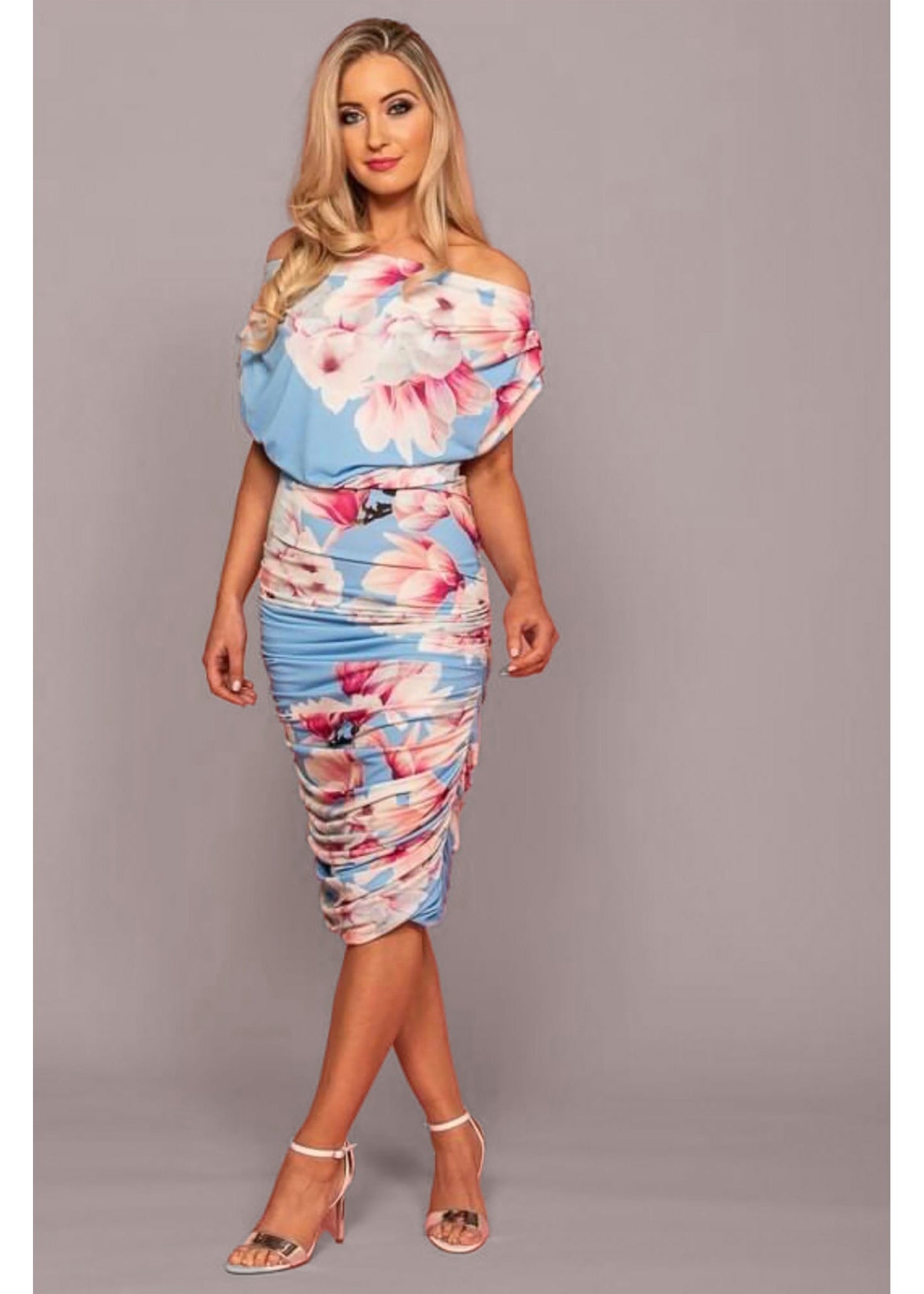Oxygen bodycon summer blue printed dress