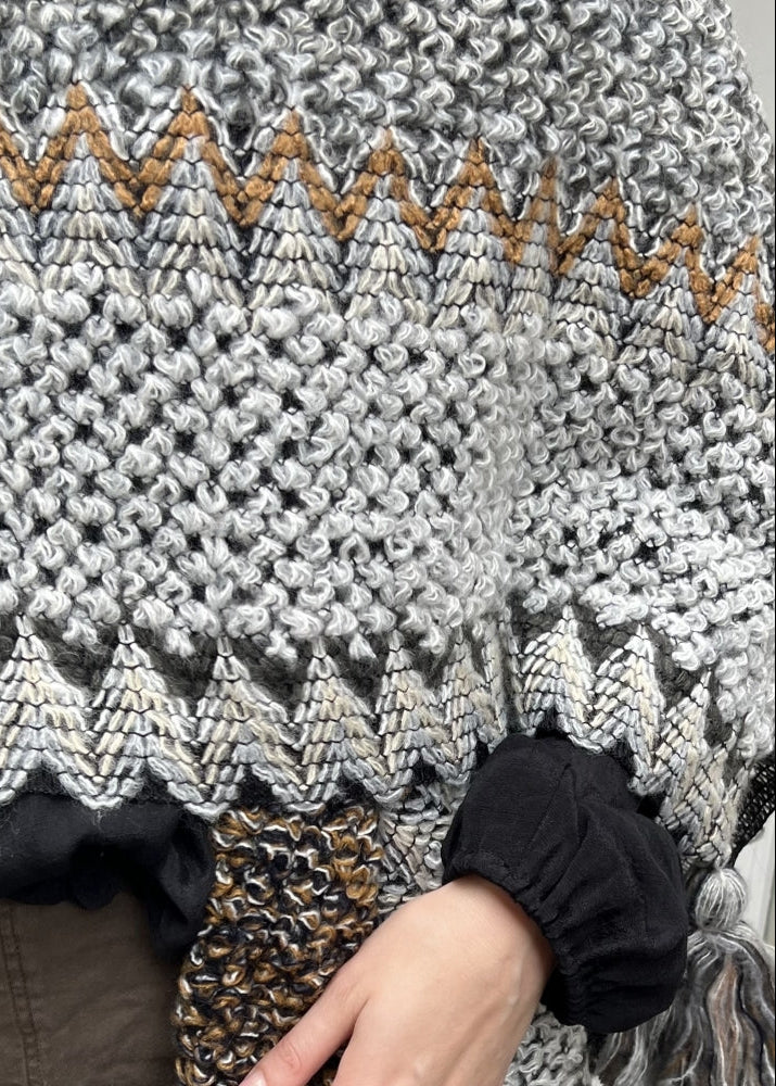 Myra cream multi knitted tassle trim shawl
