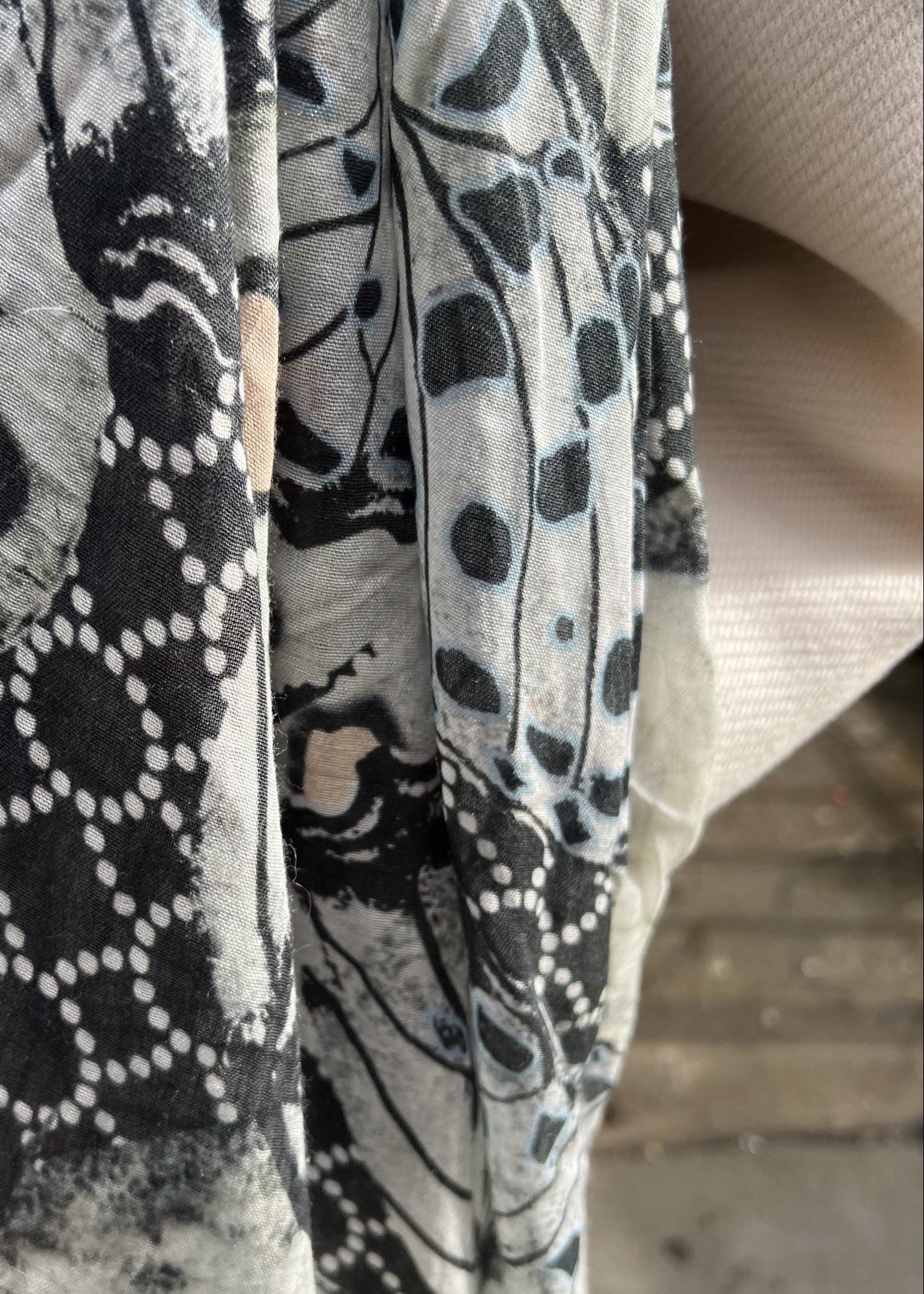 Butterfly grey and pink print long scarf