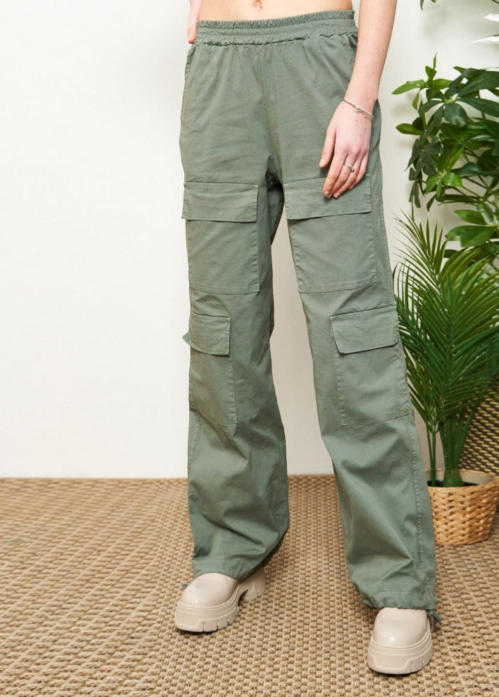 Cassy khaki cotton cargo pocket trouser