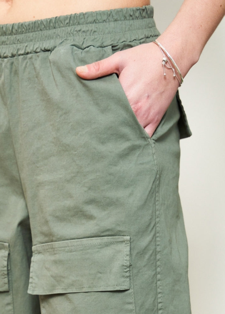 Cassy khaki cotton cargo pocket trouser