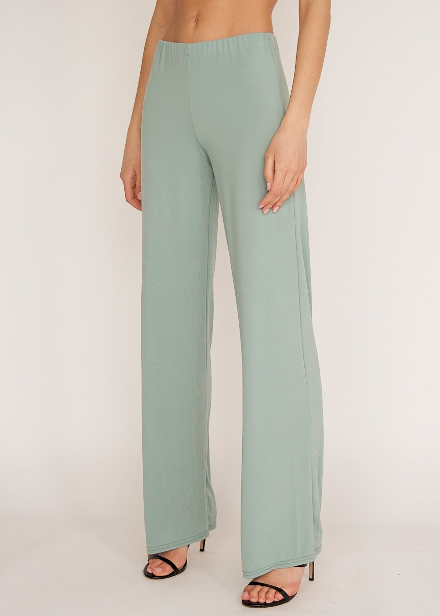 Guax - sage wide leg french crepe palazzo trouser