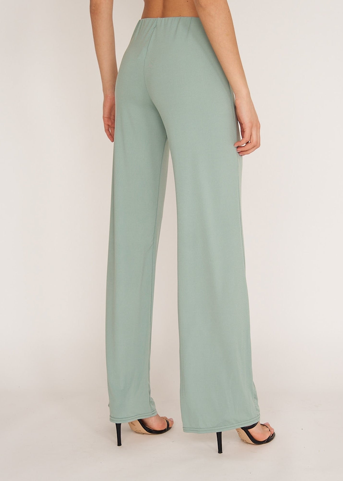 Guax - sage wide leg french crepe palazzo trouser