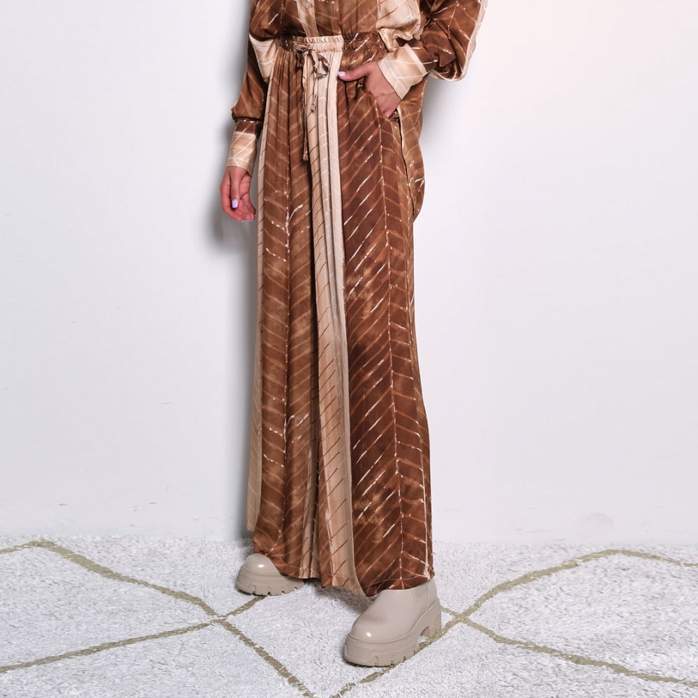 Bernice tan & stone chevron printed relaxed fit trouser