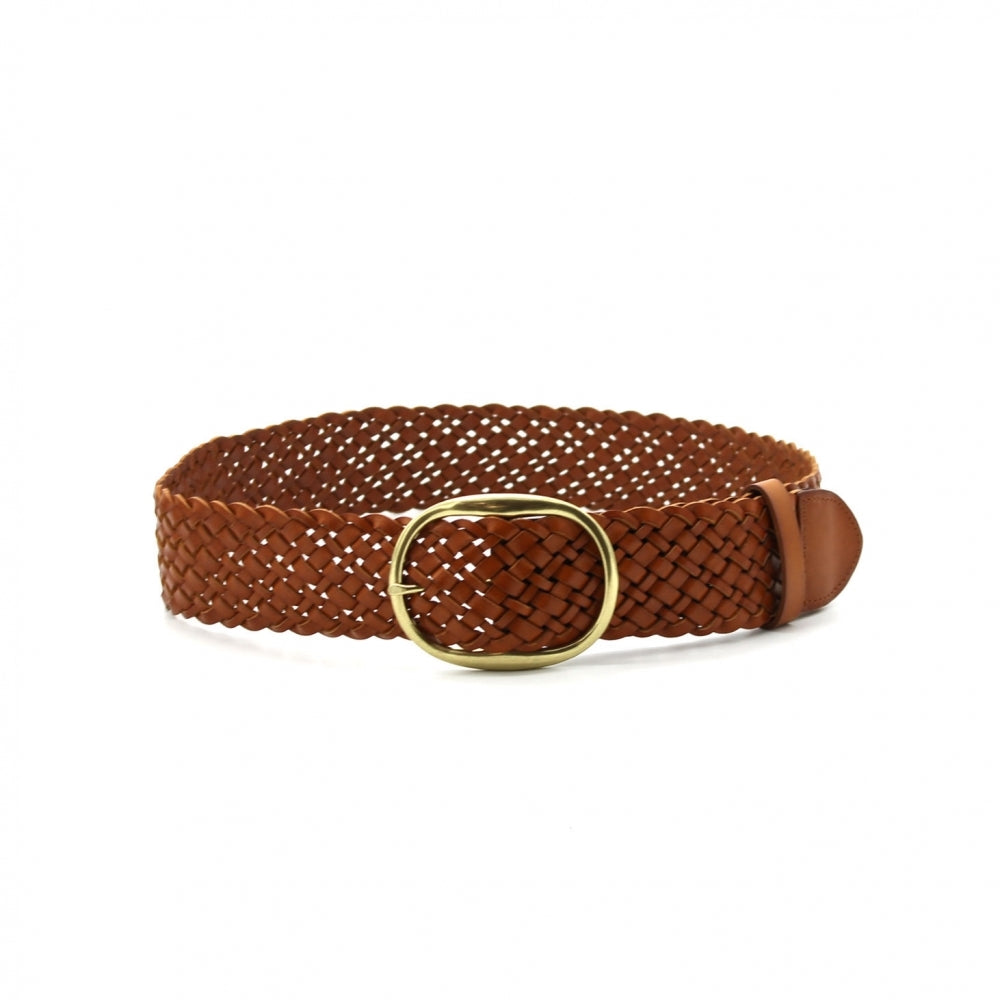 Plaited tan leather belt
