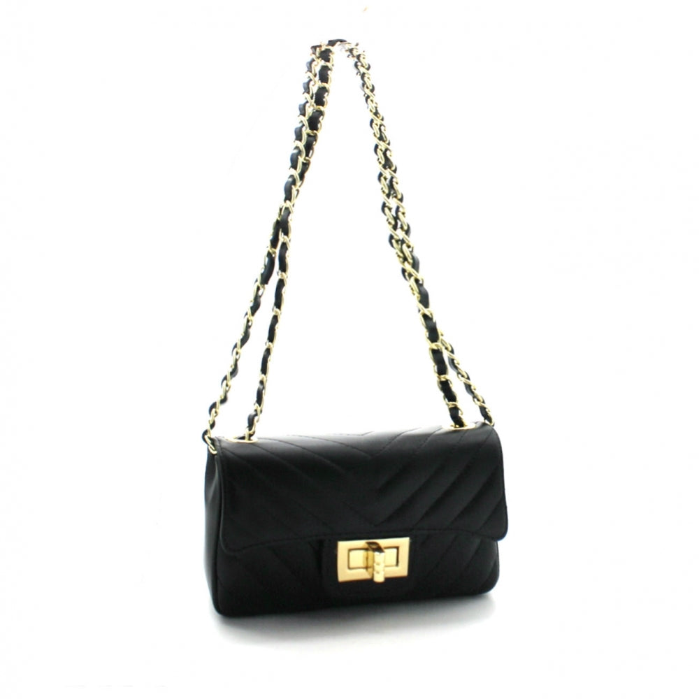 Shelby black soft leather quilt bag