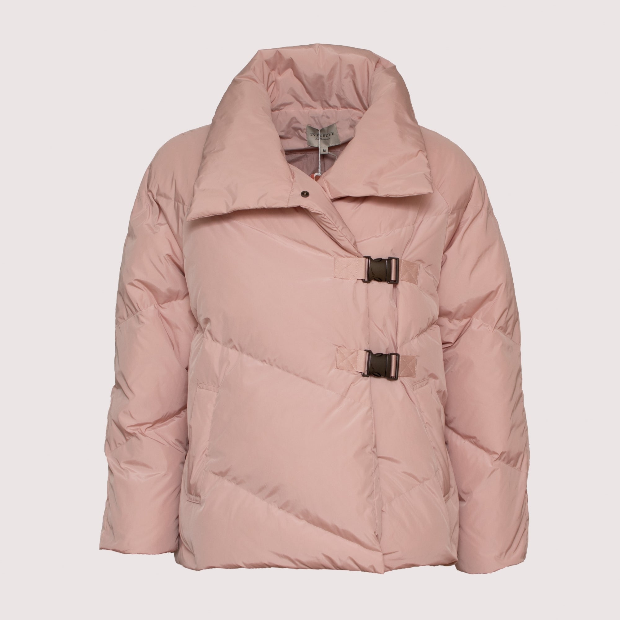Sinead blush pink buckle front puffa jacket