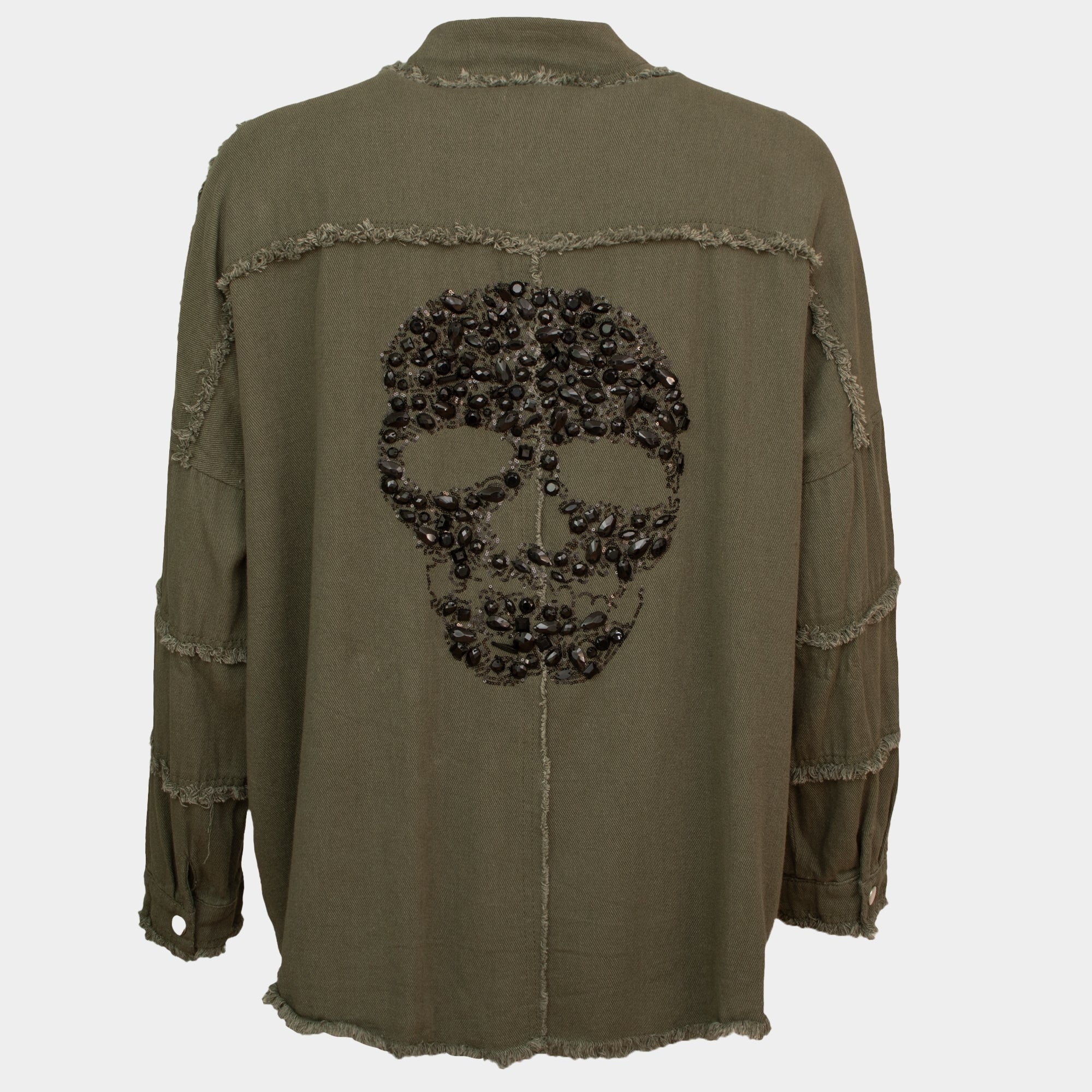 Skull khaki cotton heavily embellished shirt / jacket