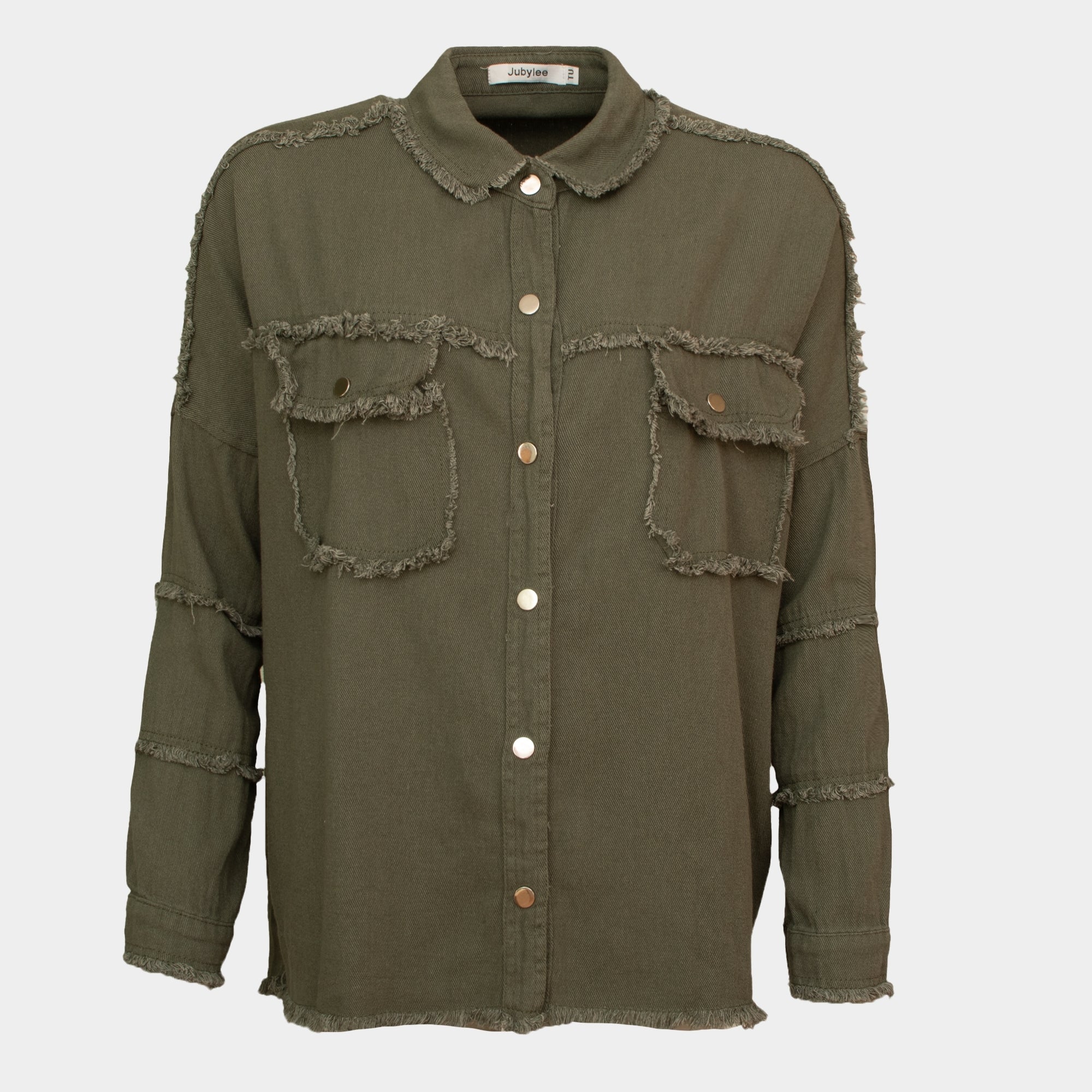 Skull khaki cotton heavily embellished shirt / jacket