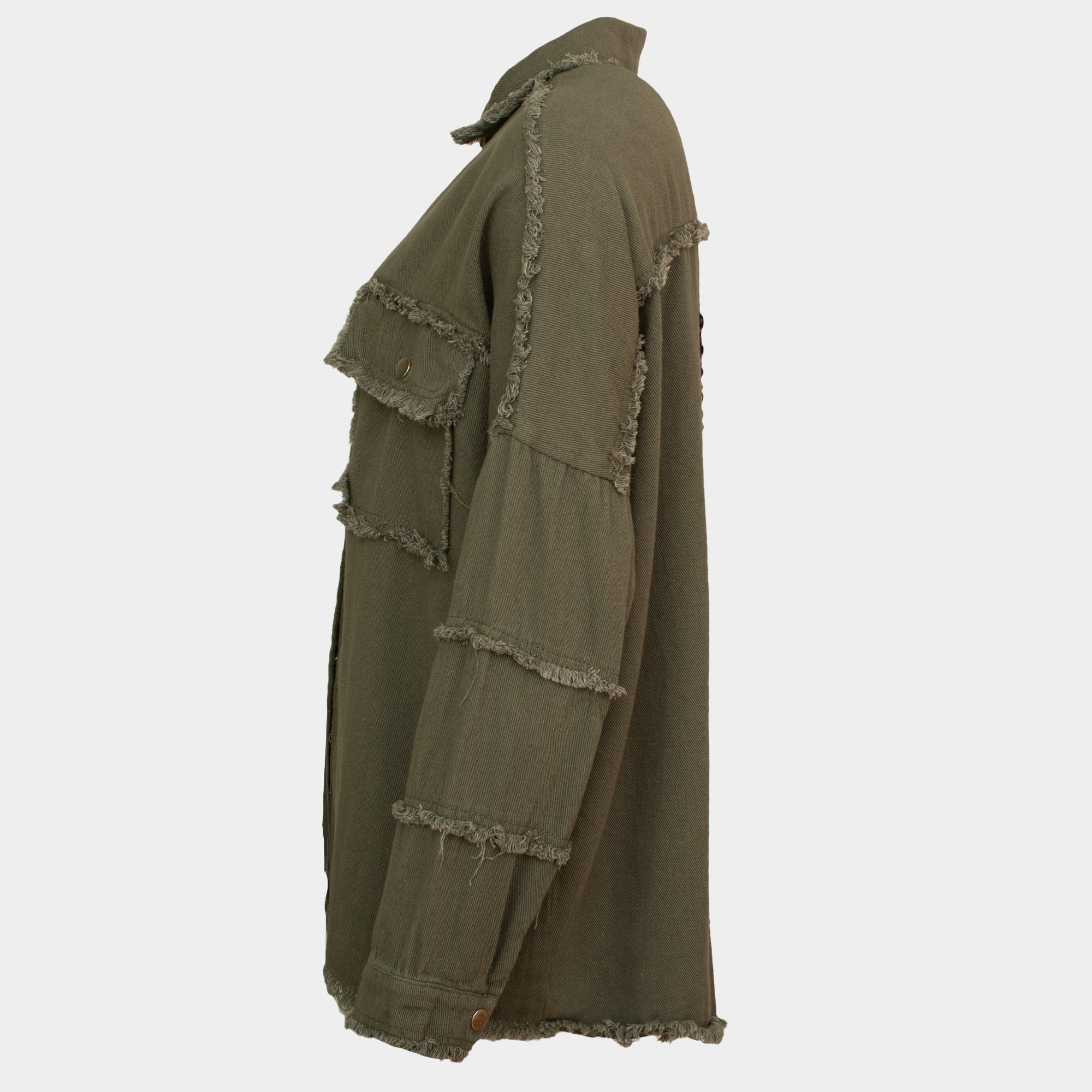 Skull khaki cotton heavily embellished shirt / jacket