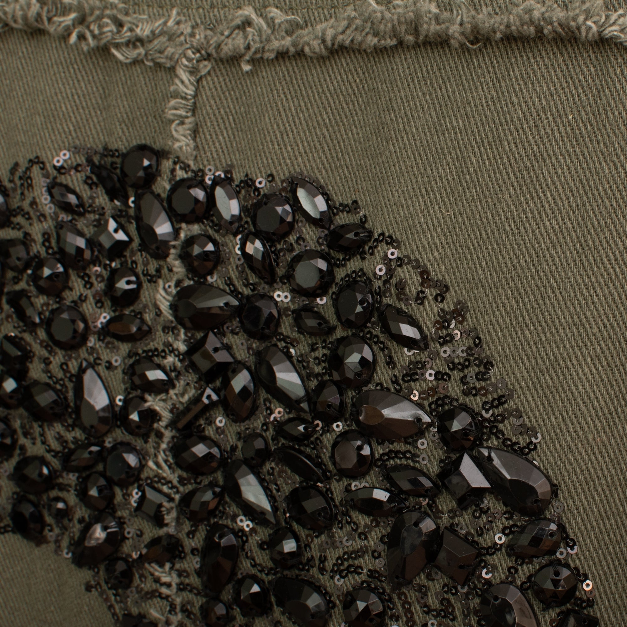 Skull khaki cotton heavily embellished shirt / jacket