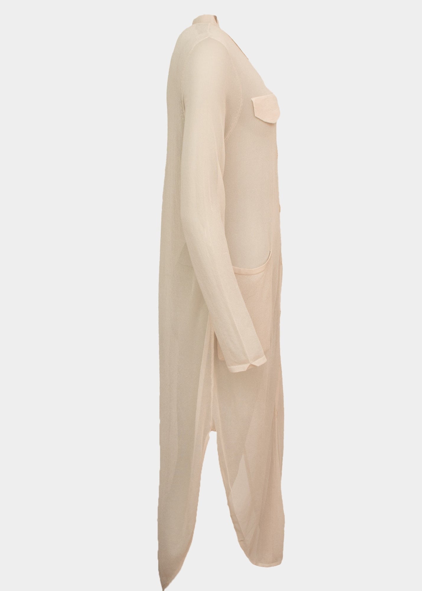 Gabrielle ecru midi ultra fine mesh cardigan