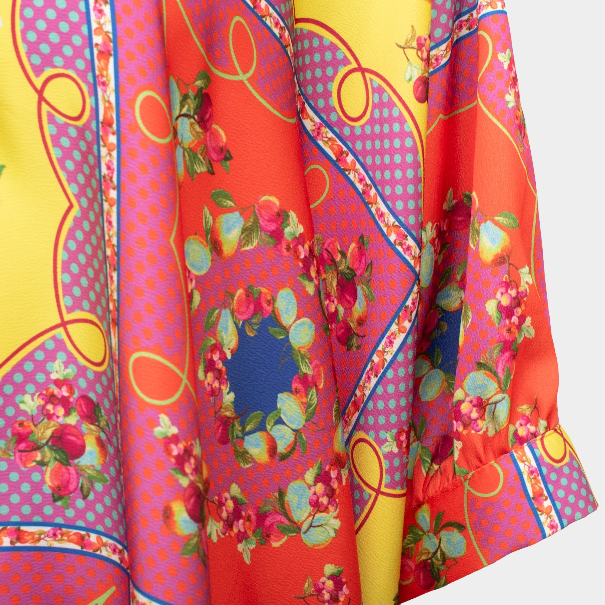 Troc red fruit print relaxed fit satin blouse