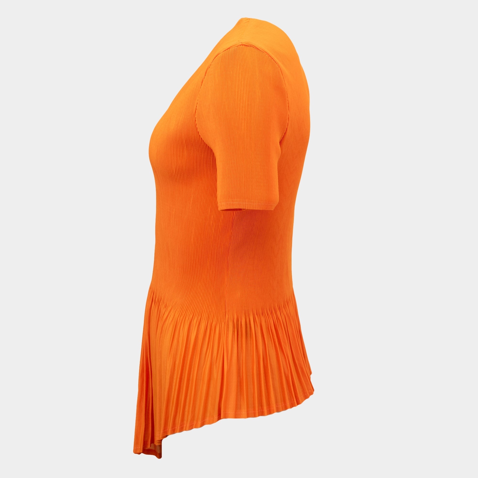 Anais orange cross front frill hem pleat top