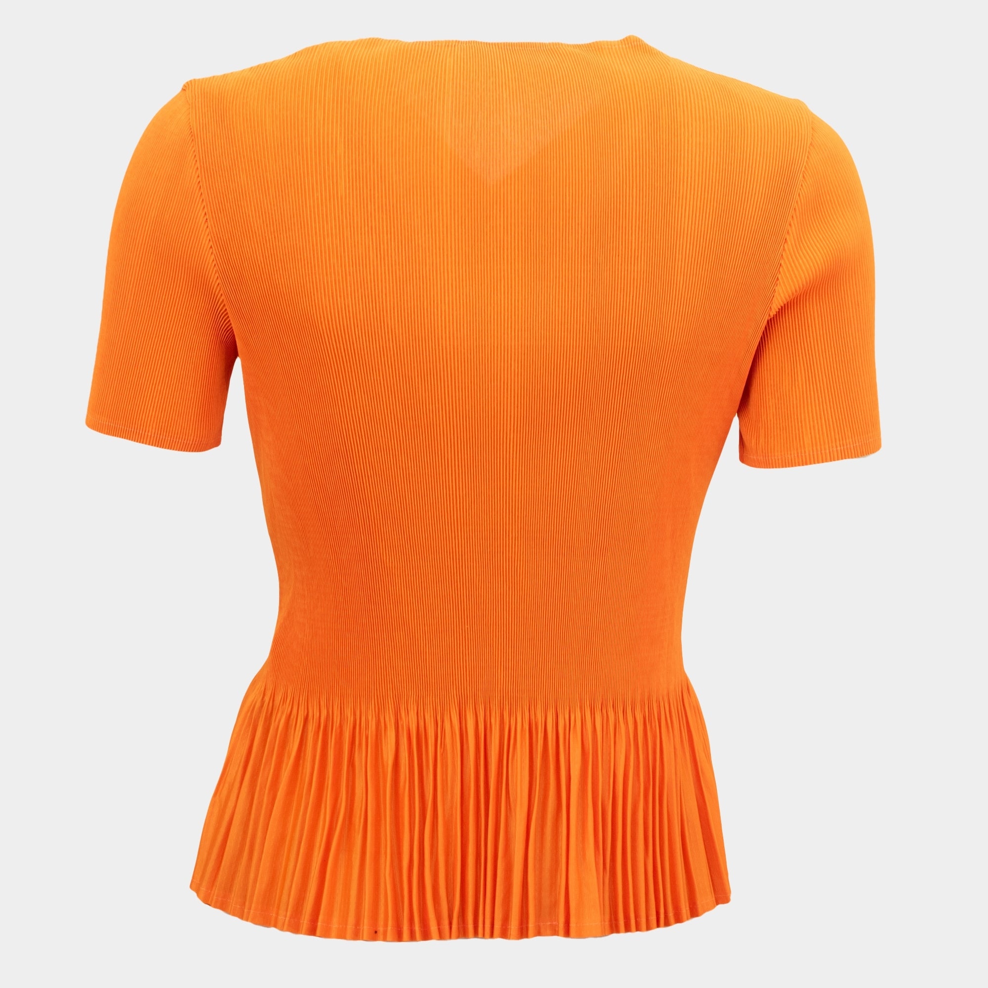 Anais orange cross front frill hem pleat top