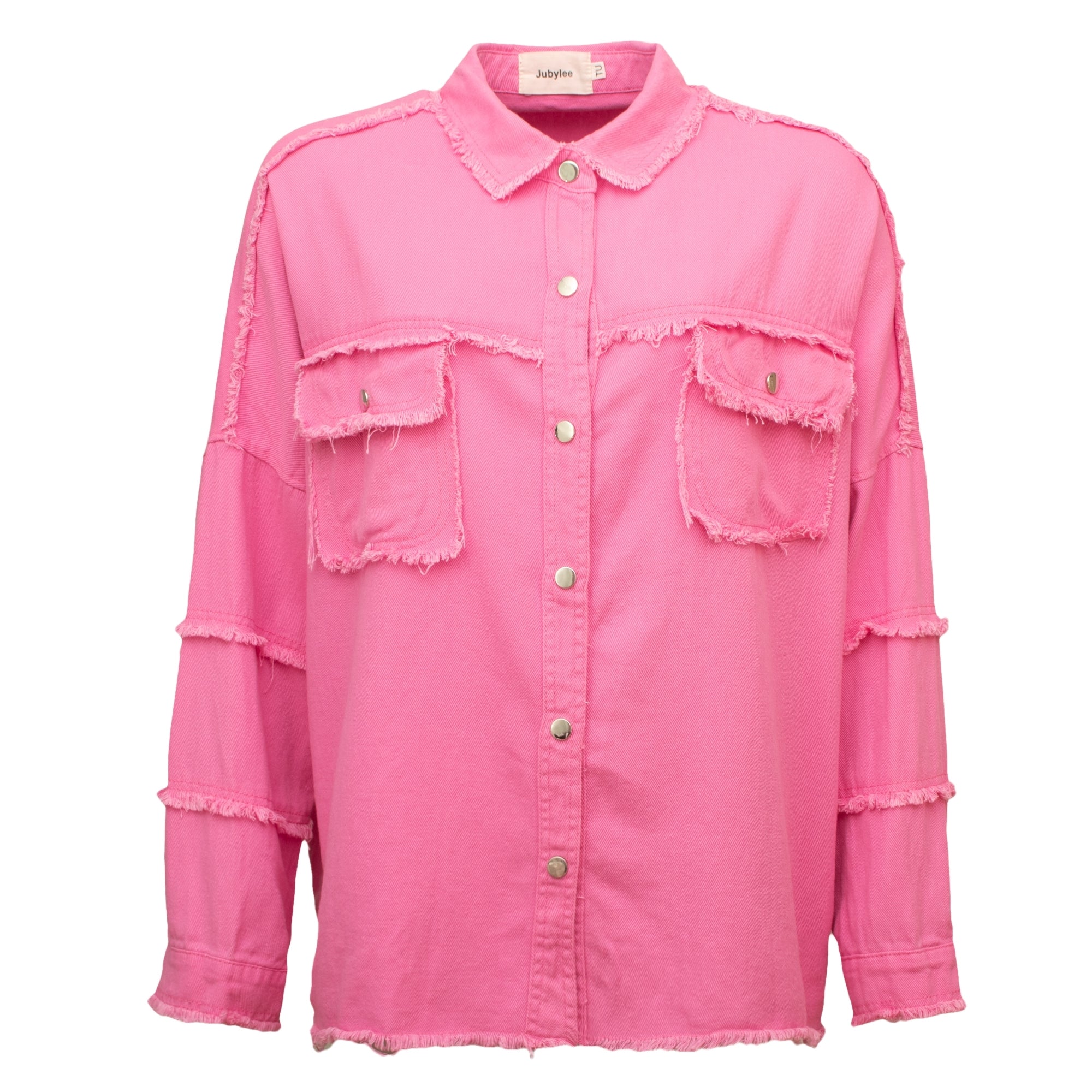 Rock and roll candy pink white raised text cotton shirt / jacket