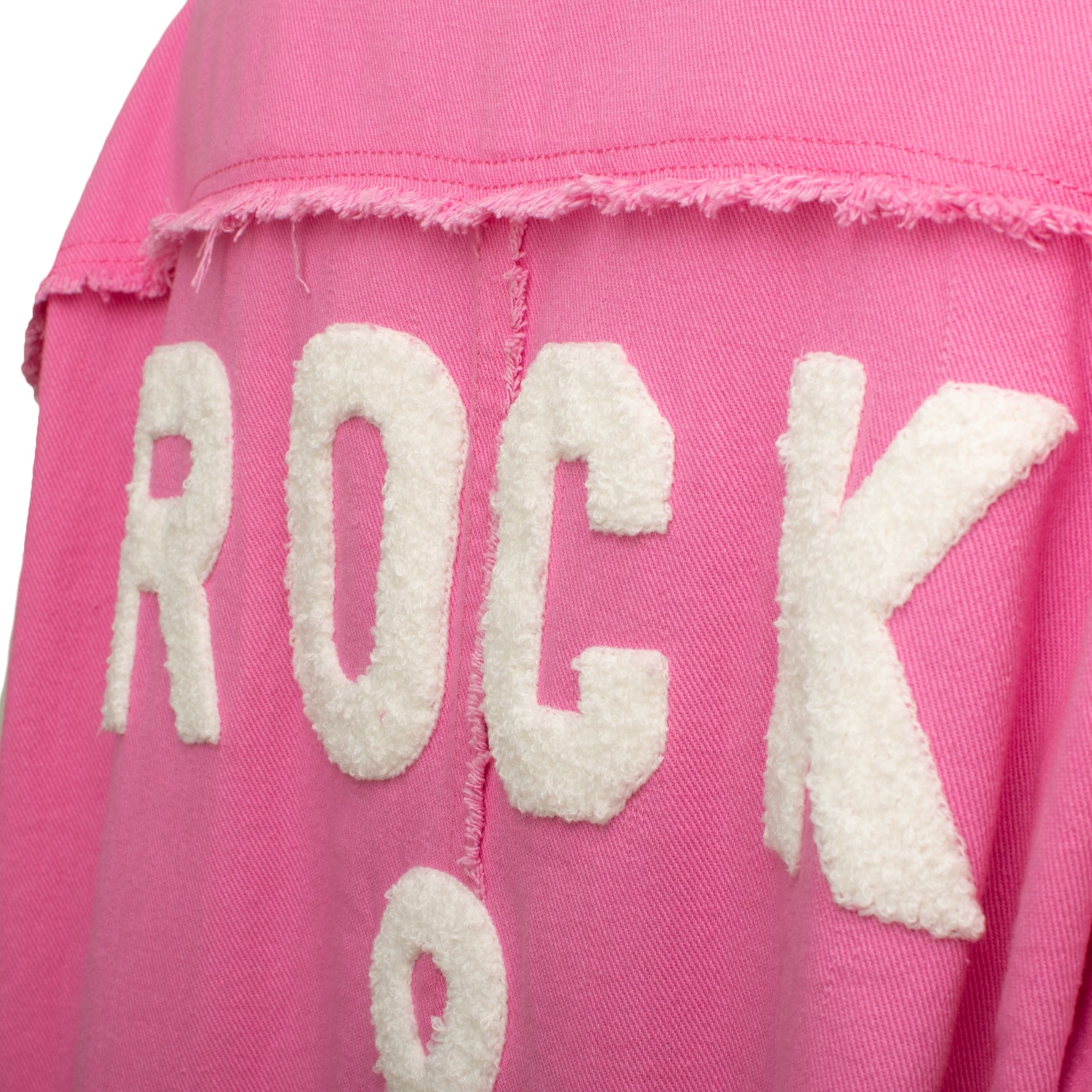 Rock and roll candy pink white raised text cotton shirt / jacket