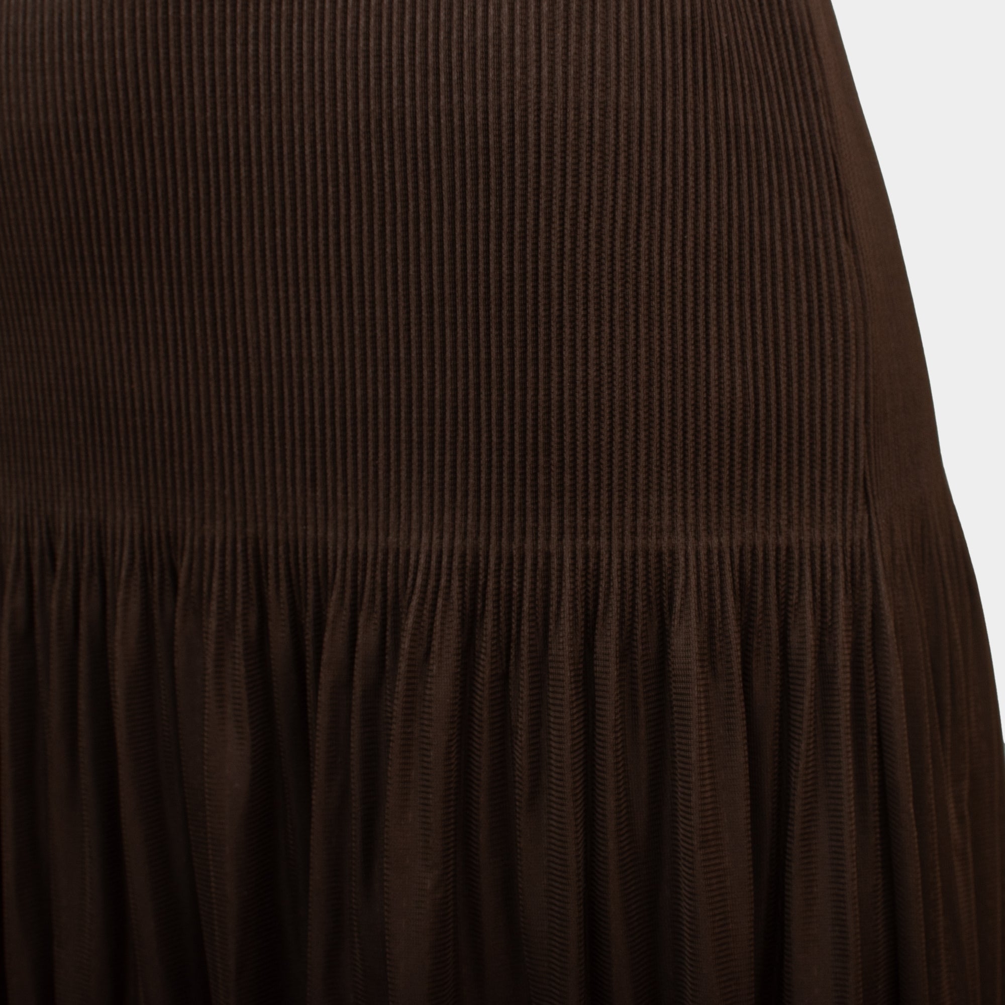 Ria chocolate midi length pleated ruffle skirt