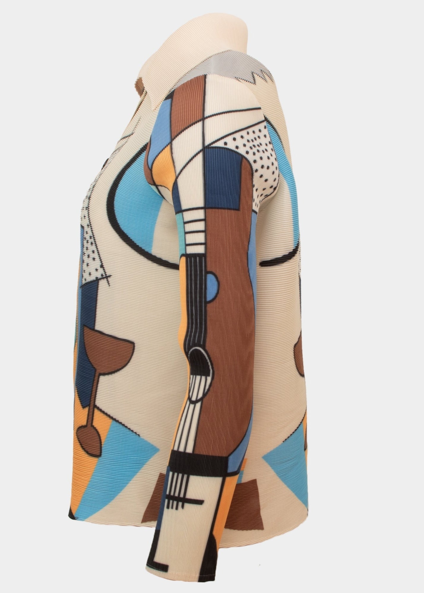 Monroe cream brown glass printed pleated short jacket