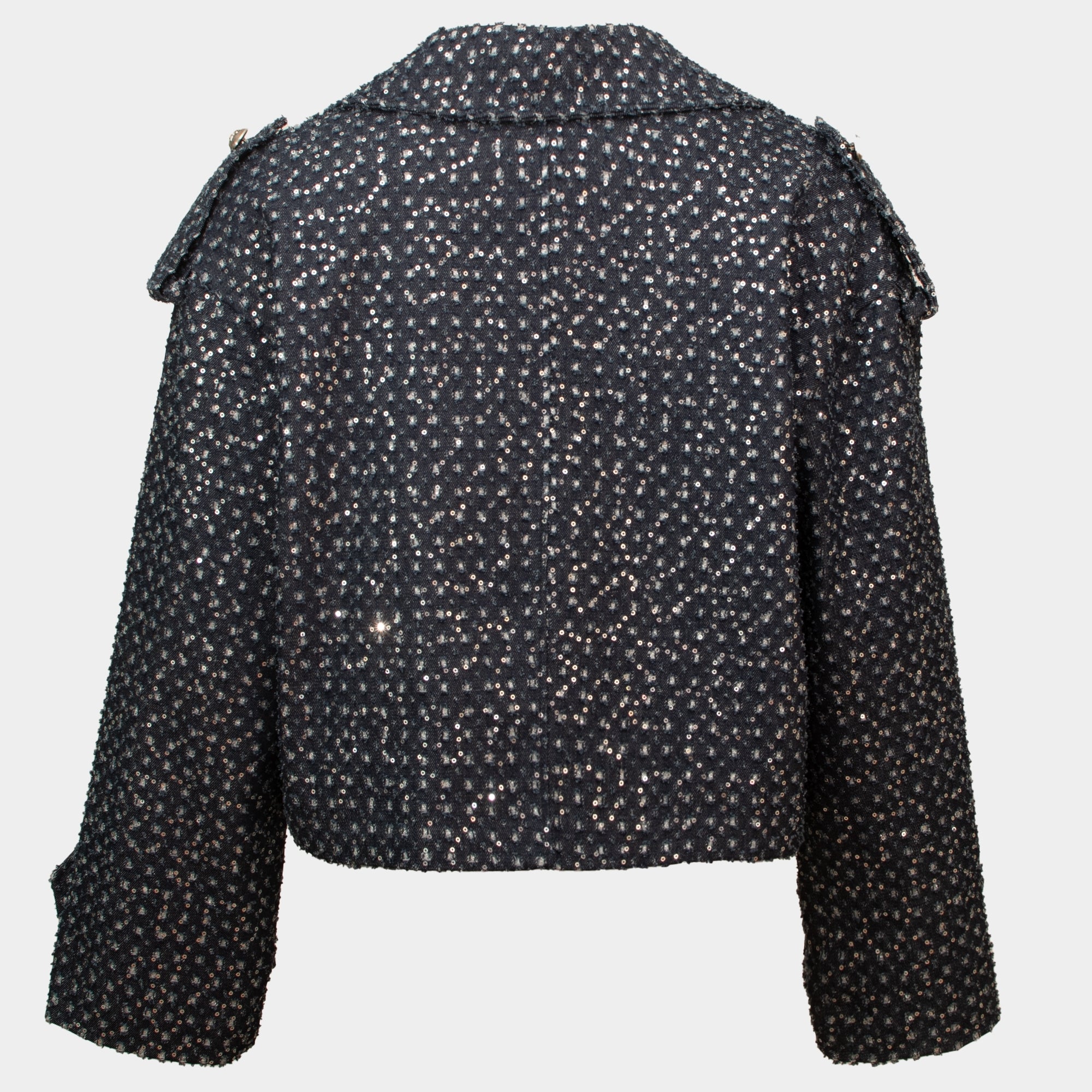Ana blue sequin cotton trench jacket