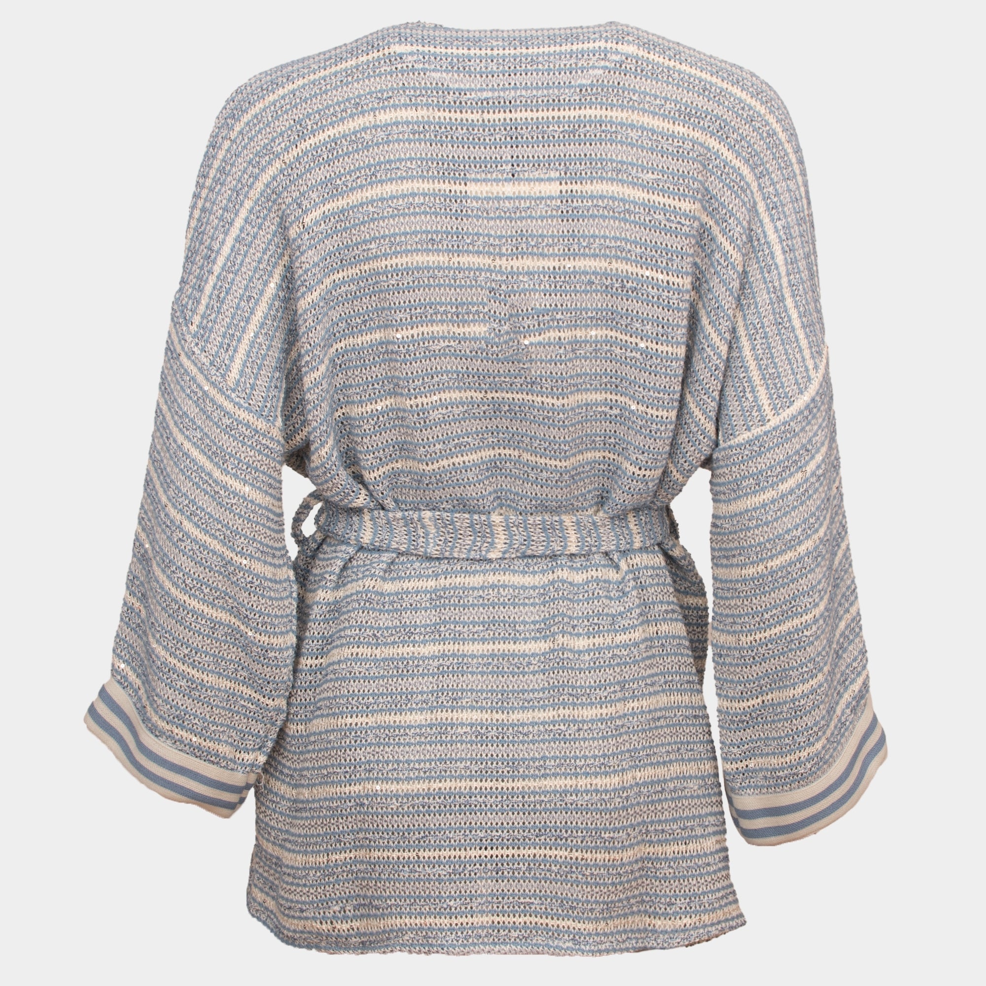 Briony blue cream stripe wrap cardigan
