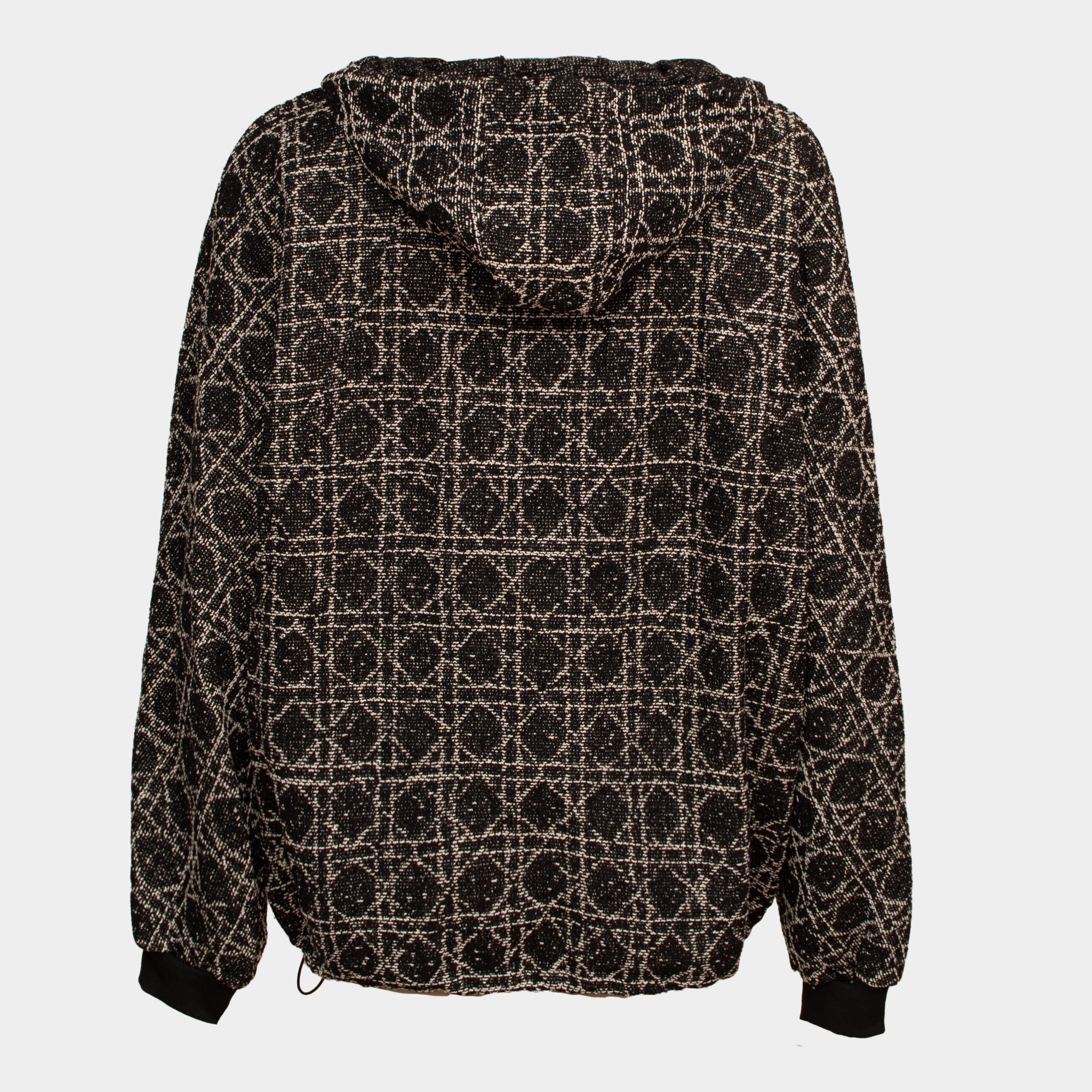 Elma black white diamond printed hooded twill jacket