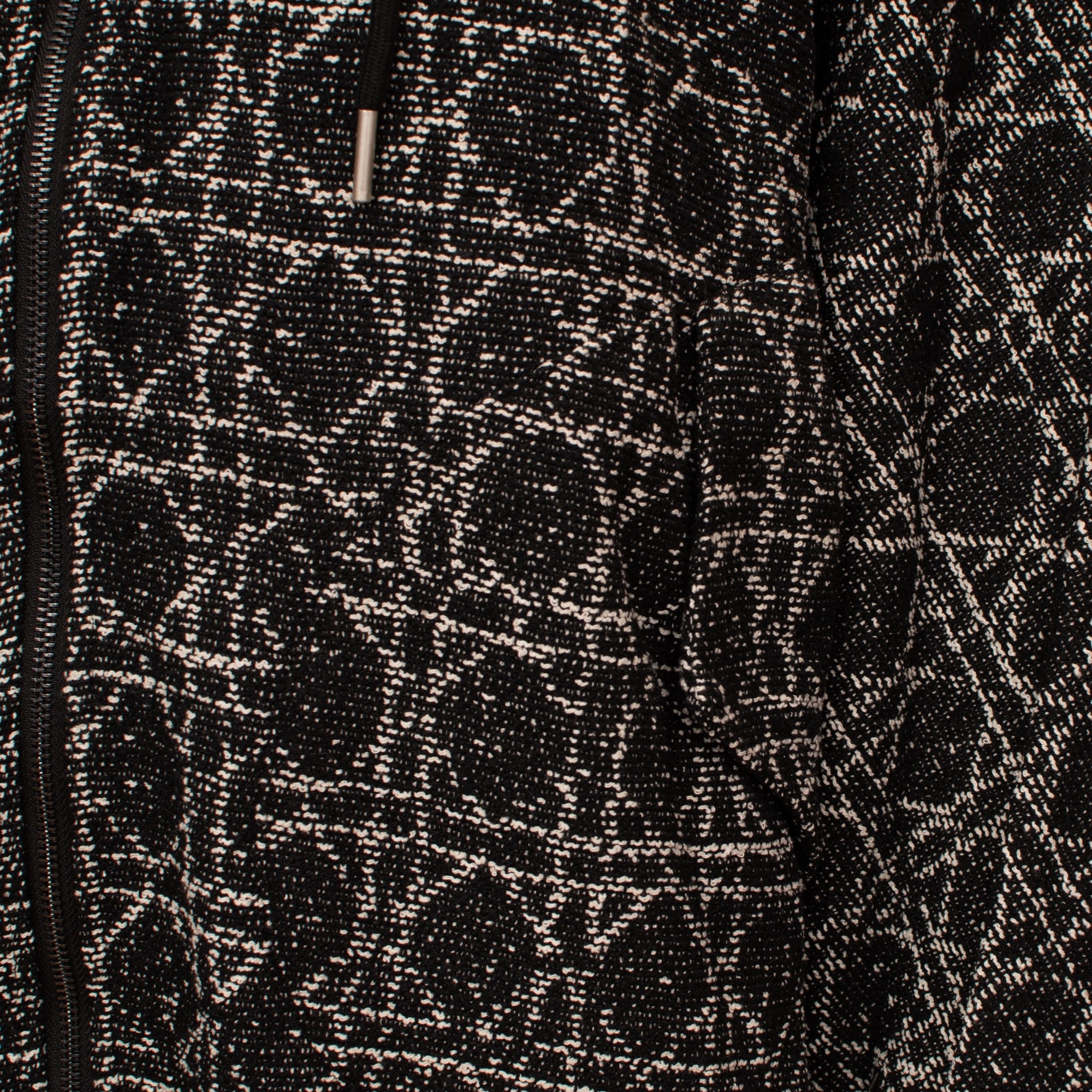 Elma black white diamond printed hooded twill jacket