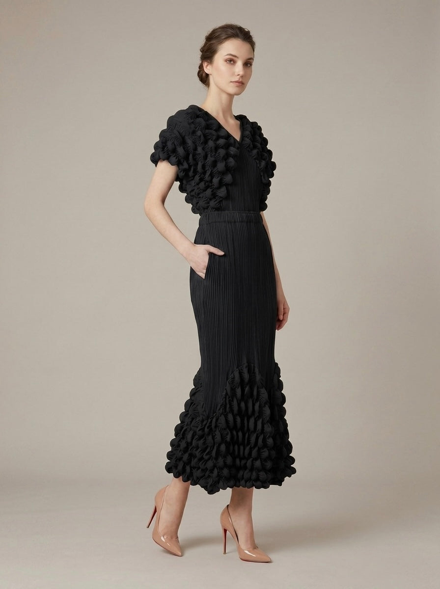 Marsha - Bubble pleat tube skirt