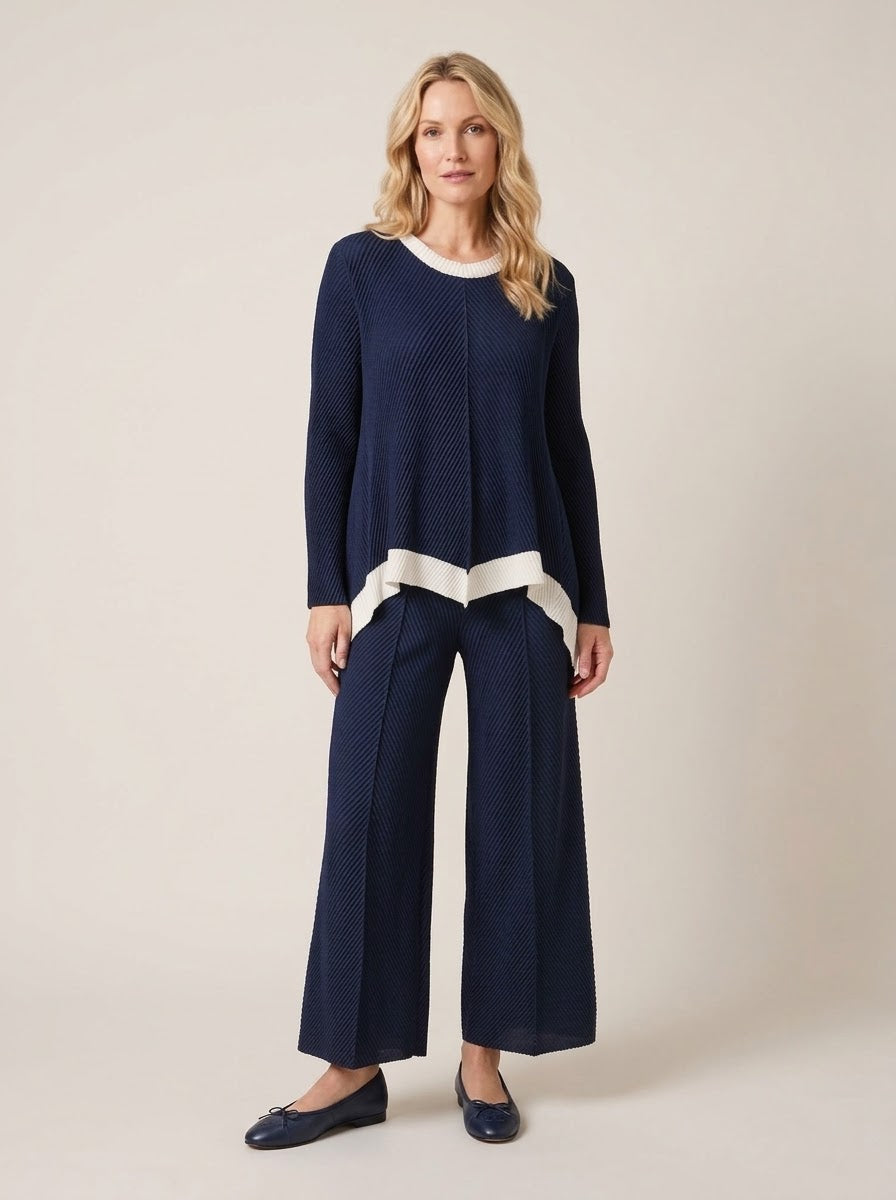 Matilda Pleated asymmetric top in navy
