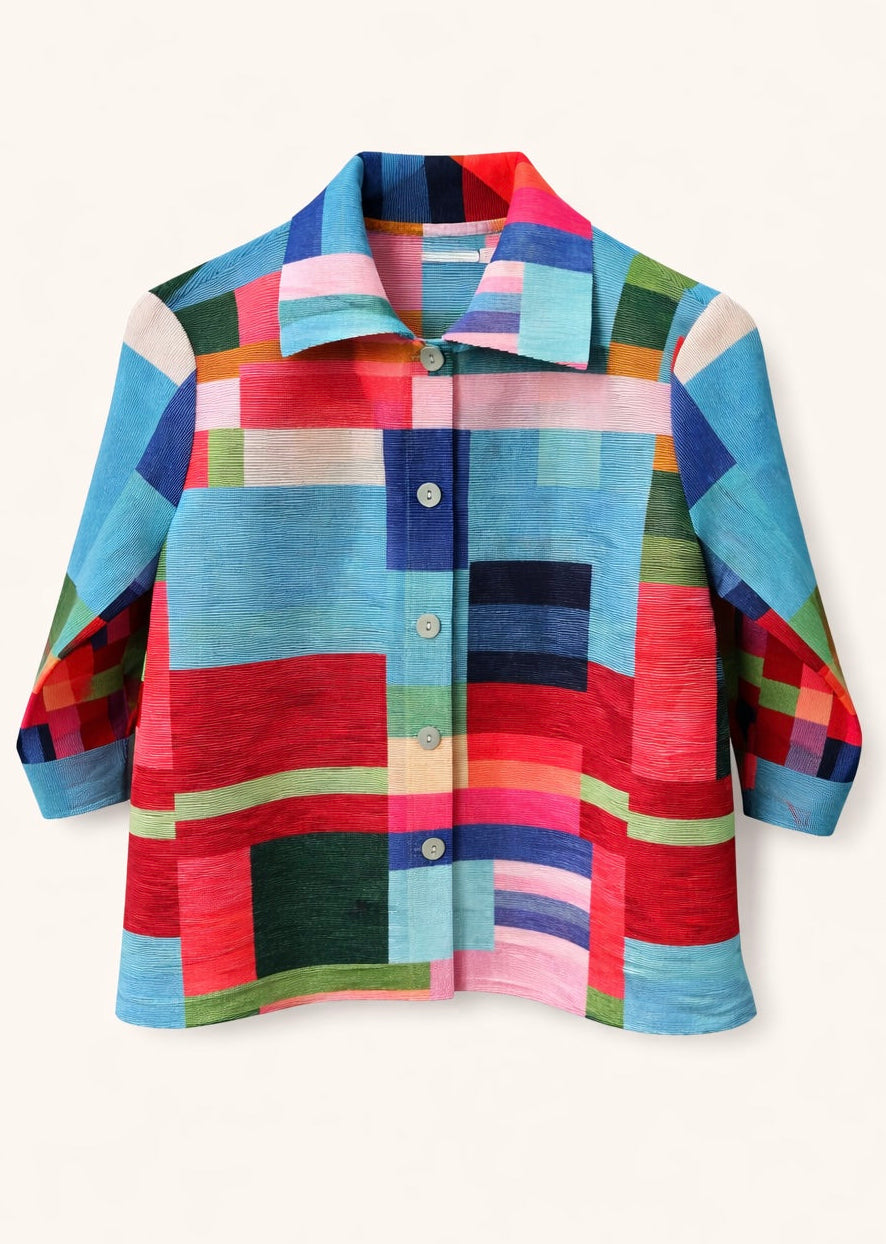 Monroe - Pleated colourblock jacket