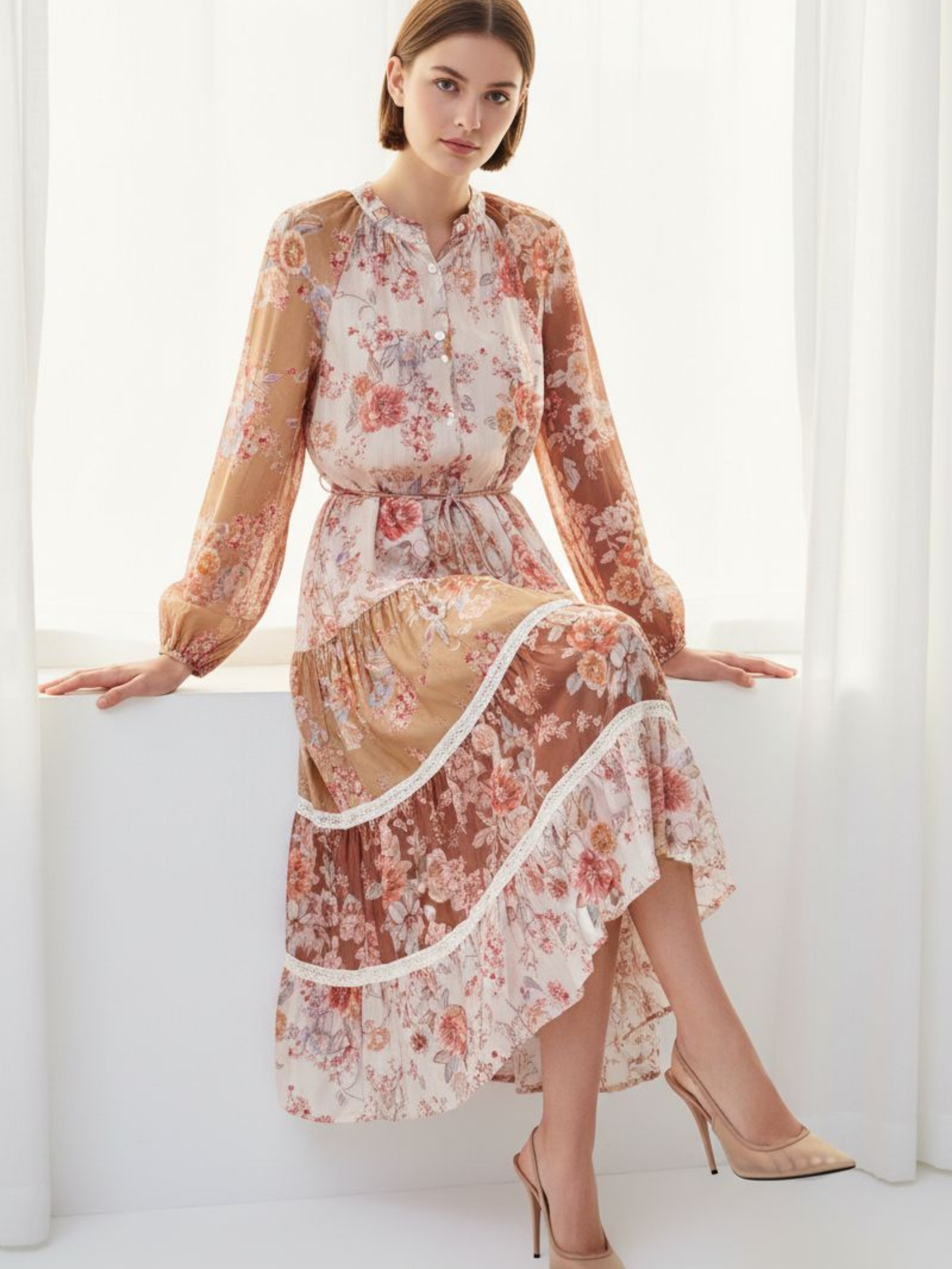 Zoe - Printed chiffon midi dress