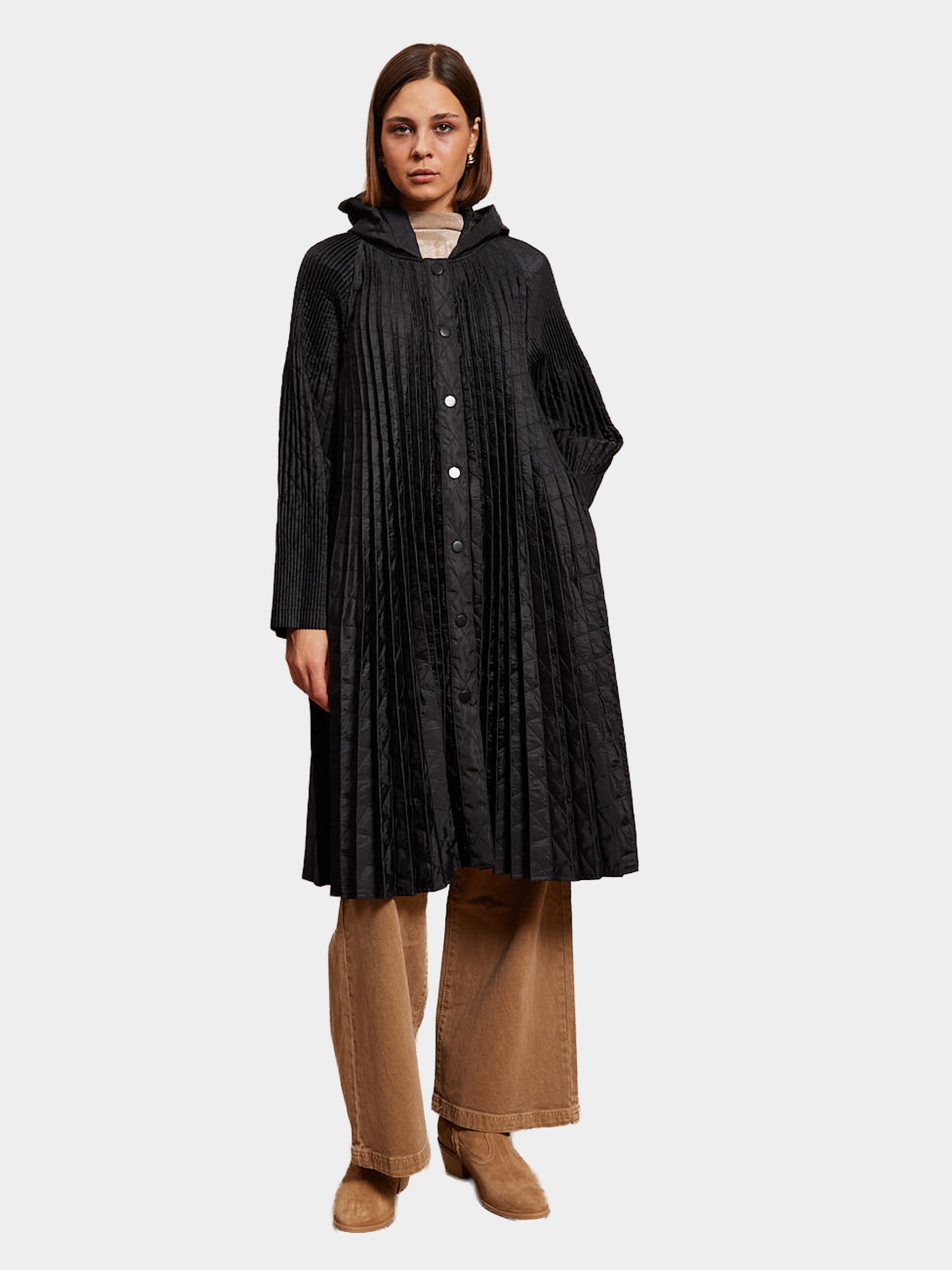 Orla - Pleat hooded coat