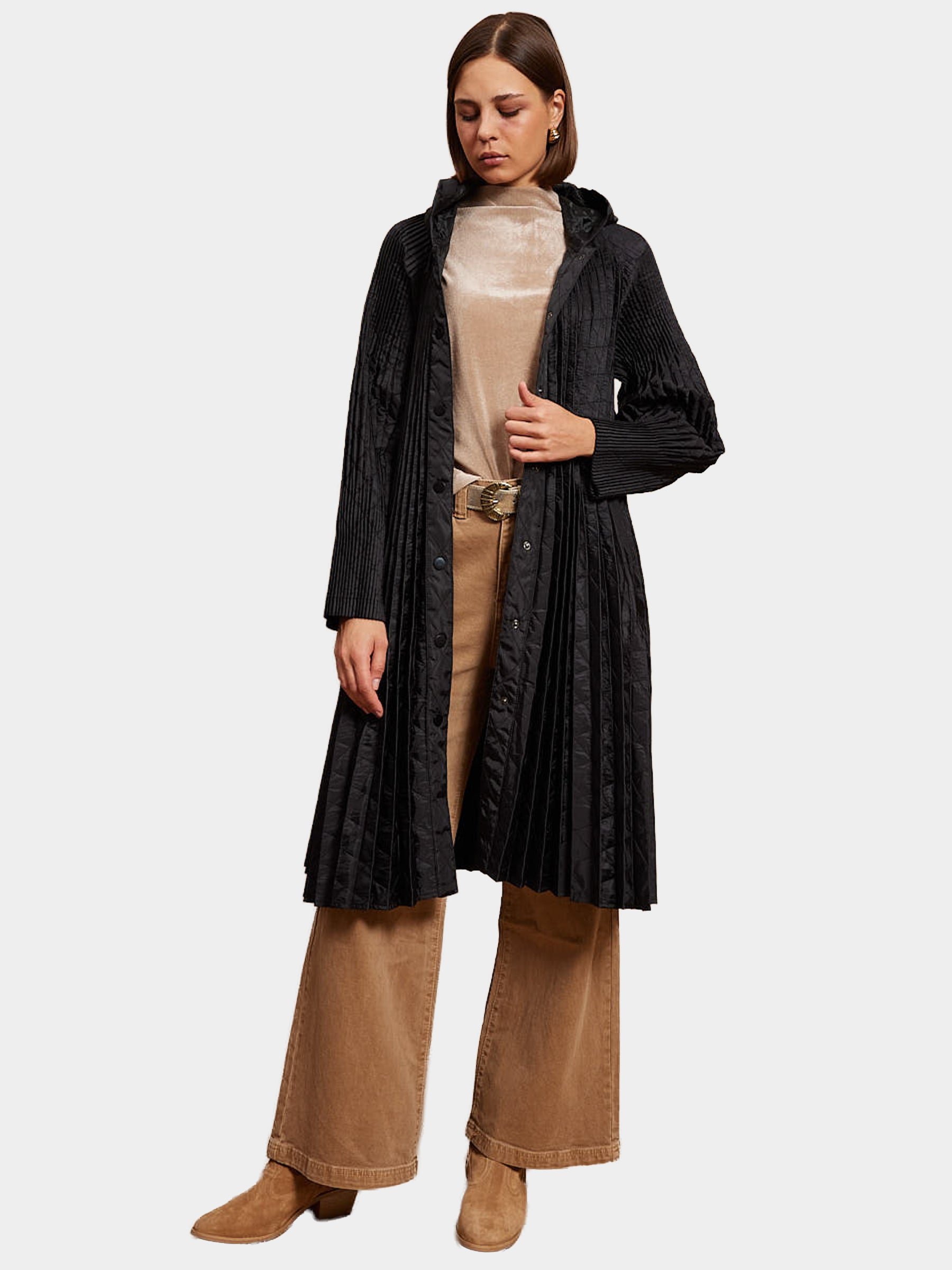 Orla - Pleat hooded coat