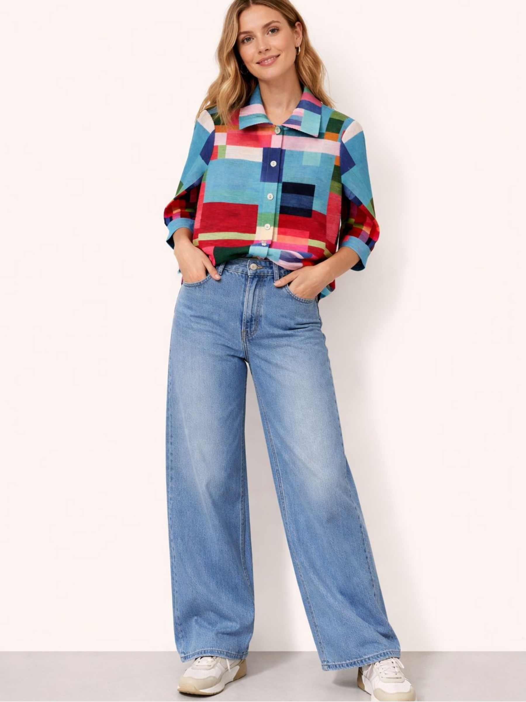 Monroe - Pleated colourblock jacket