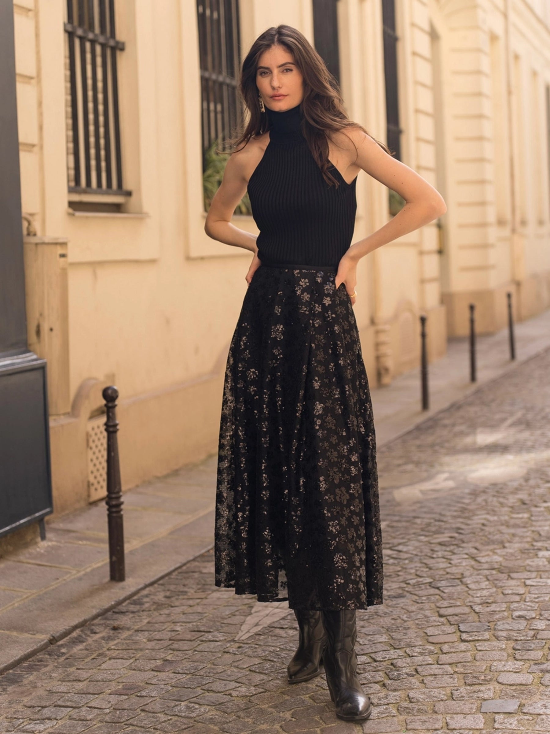 Tazmin -Sequin maxi skirt