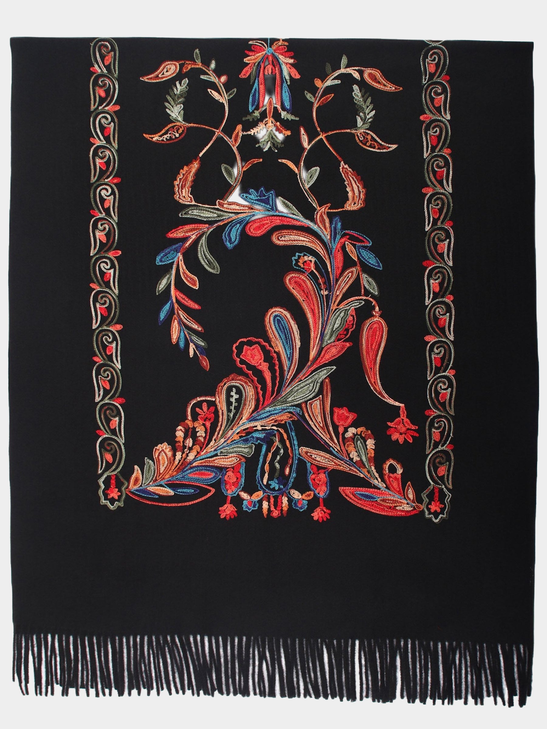 Ariana - Embroidered wool blend scarf