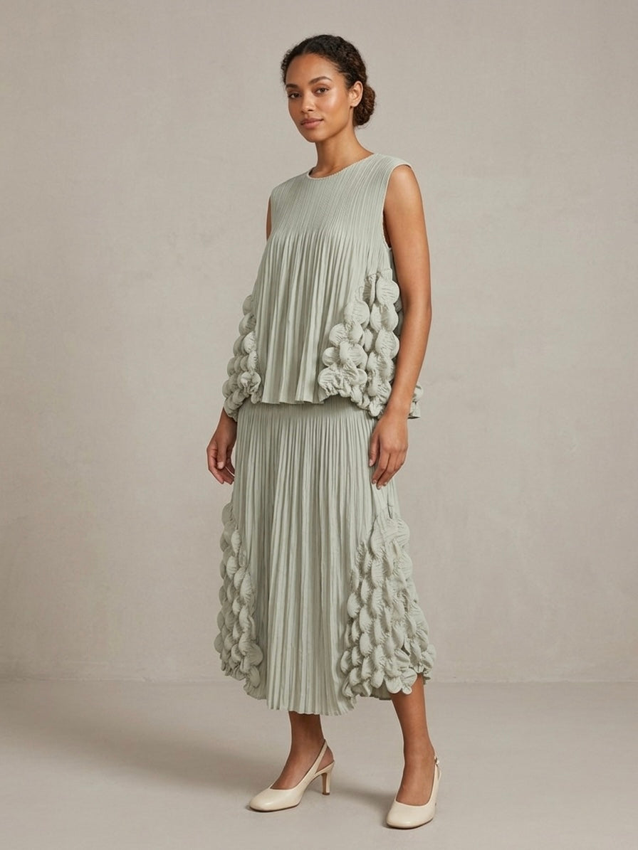 Marsha - Bubble pleat top Mint