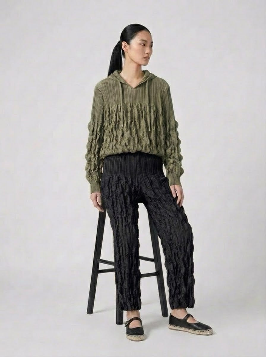 Sinead - Suedette pleat hooded top