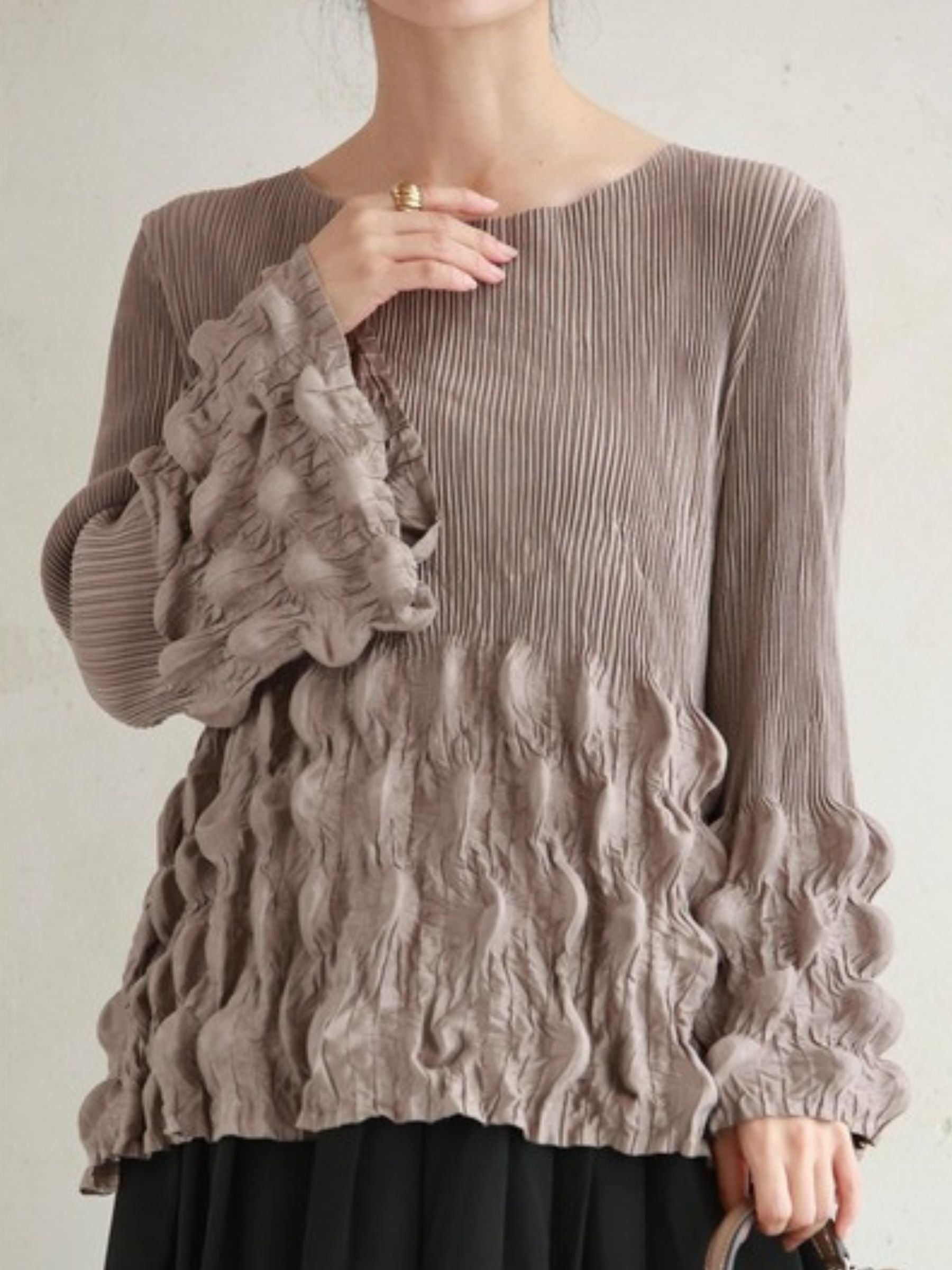 Sinead - Suedette bubble pleat top