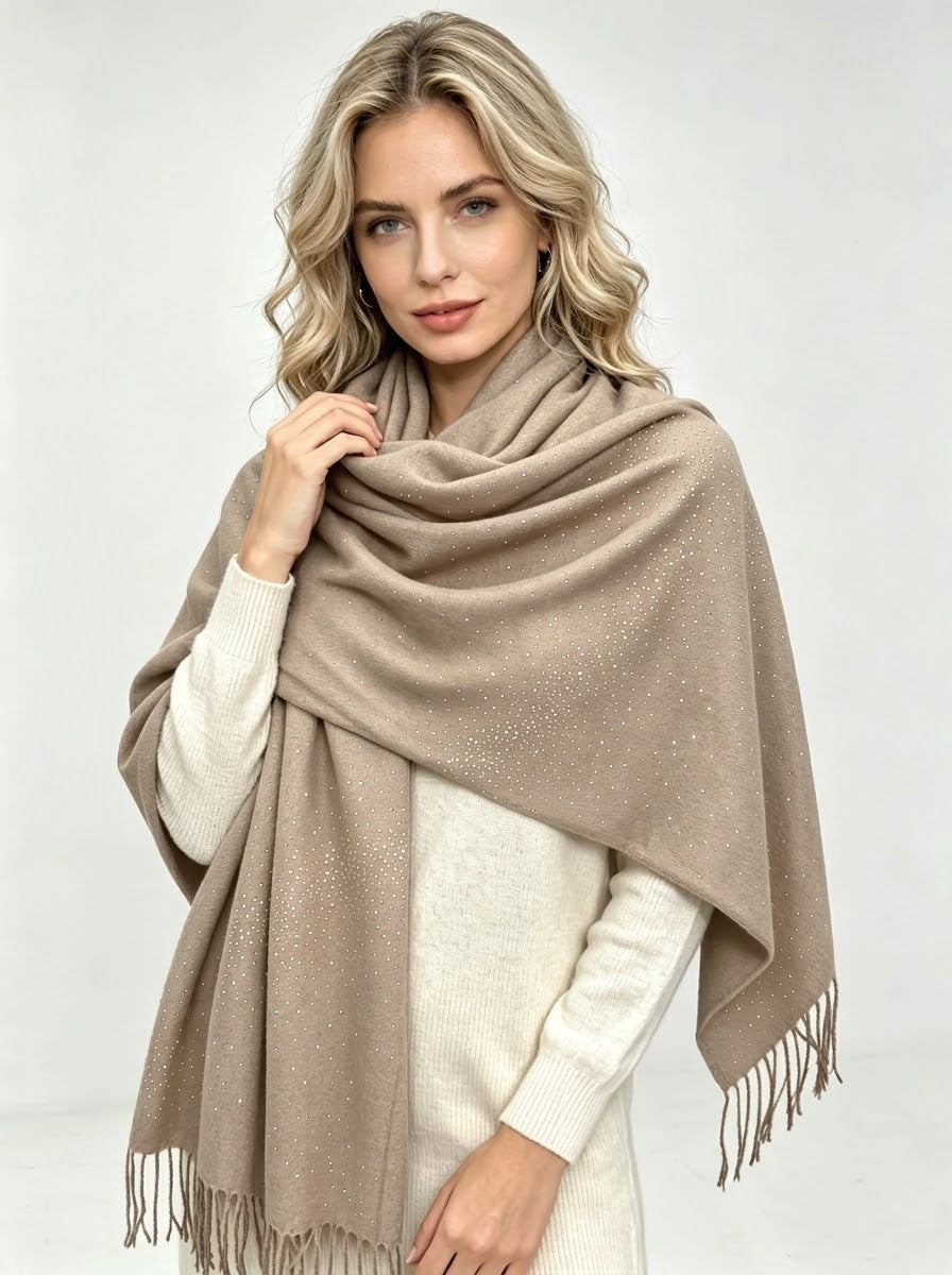 Sparkle - Embellished wool blend scarf