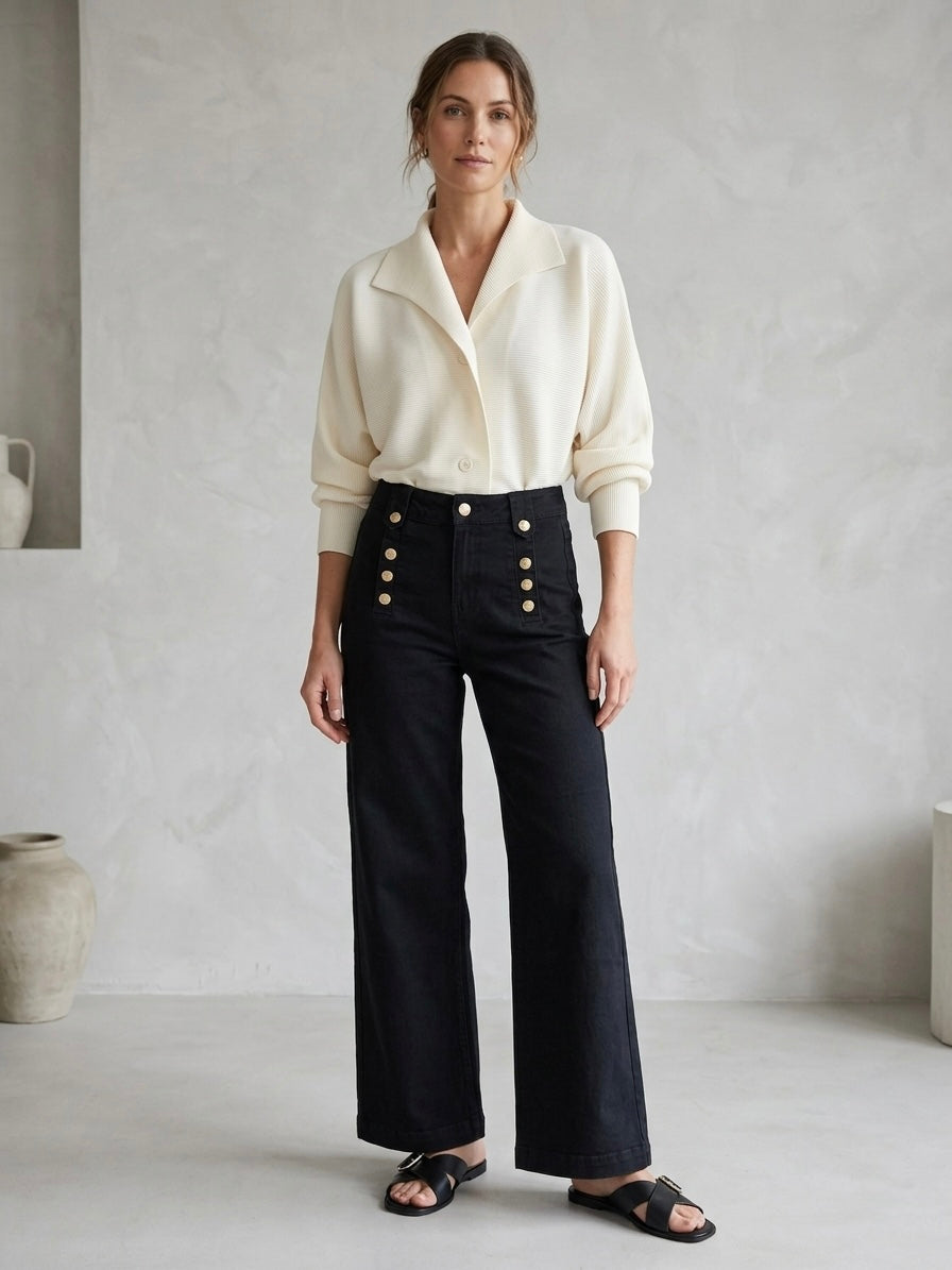 Doreen - Military button front jeans