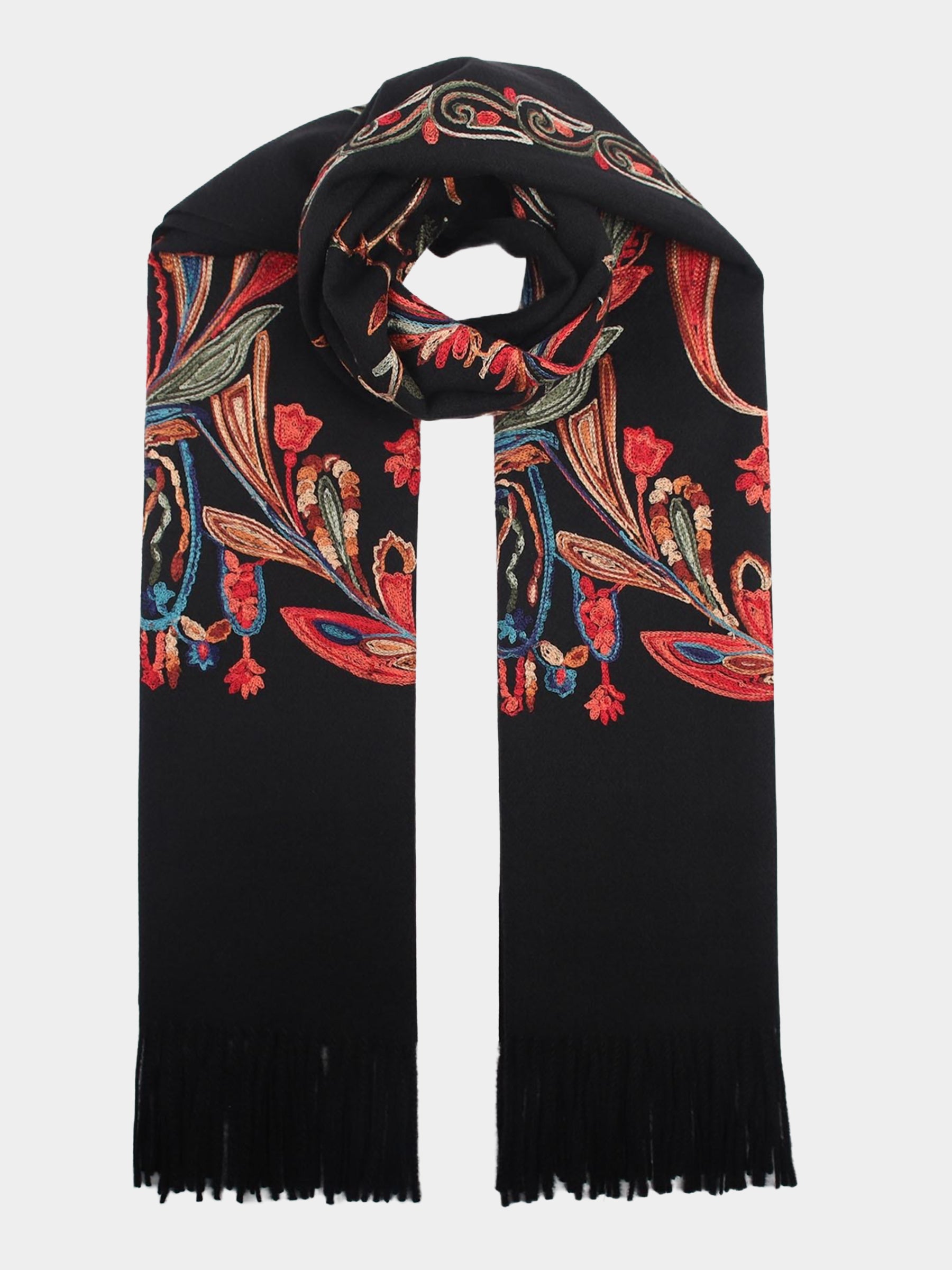 Ariana - Embroidered wool blend scarf