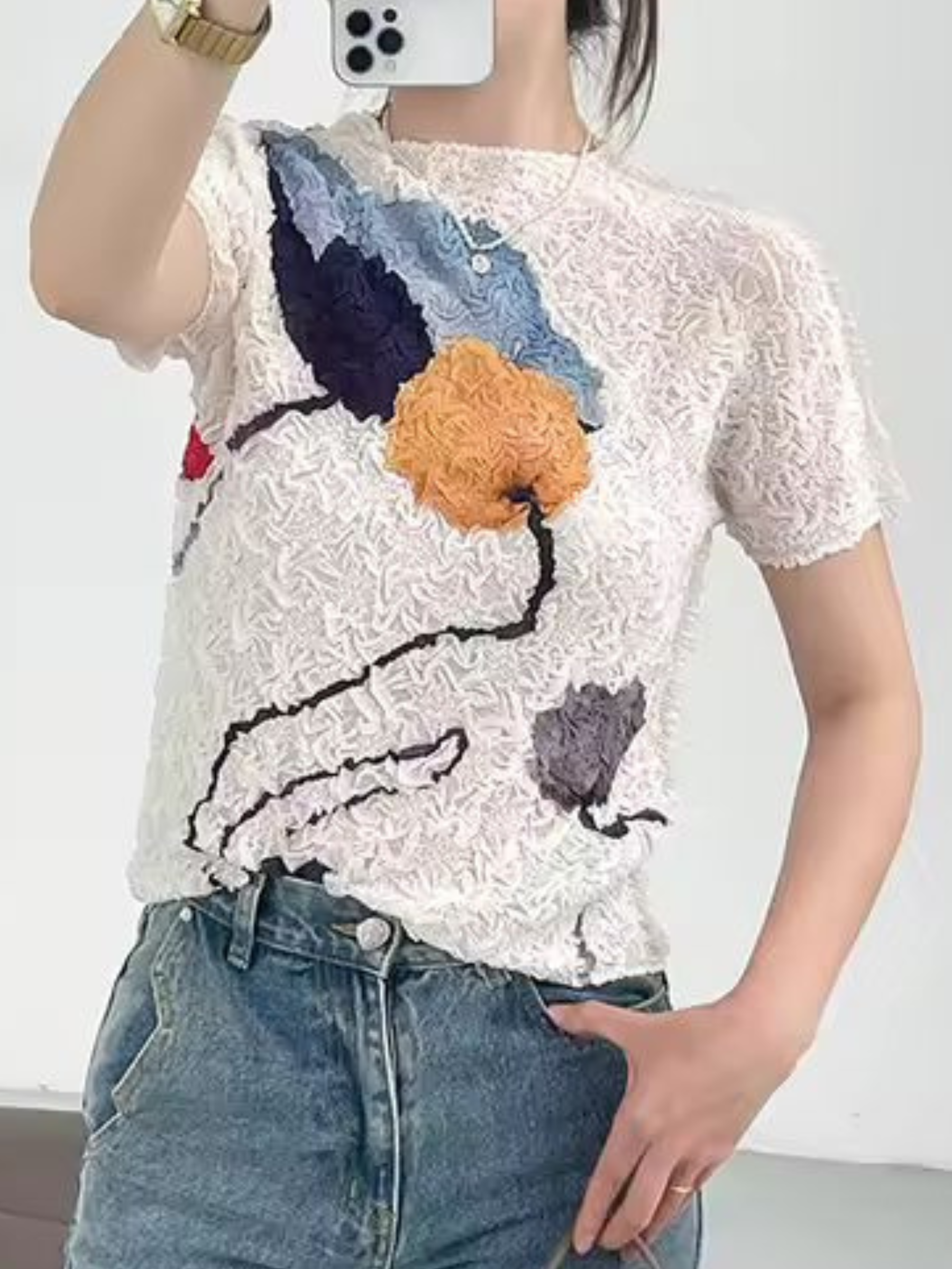 Carli - Crushed pleated print top