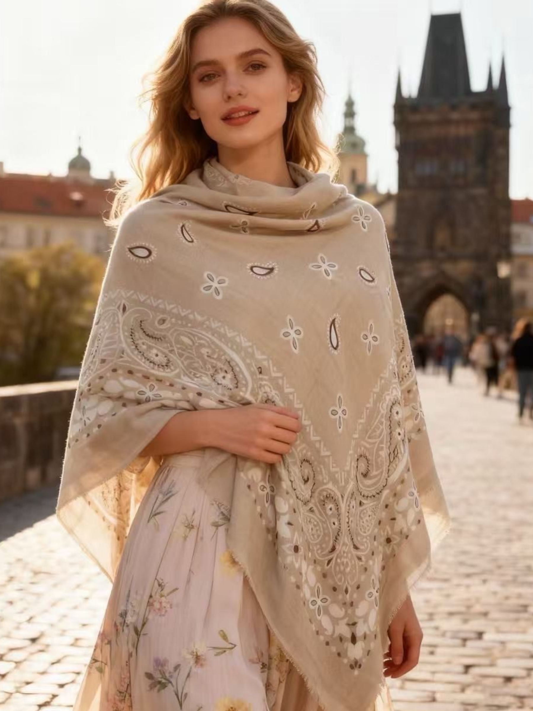 Paige - Paisley print square scarf