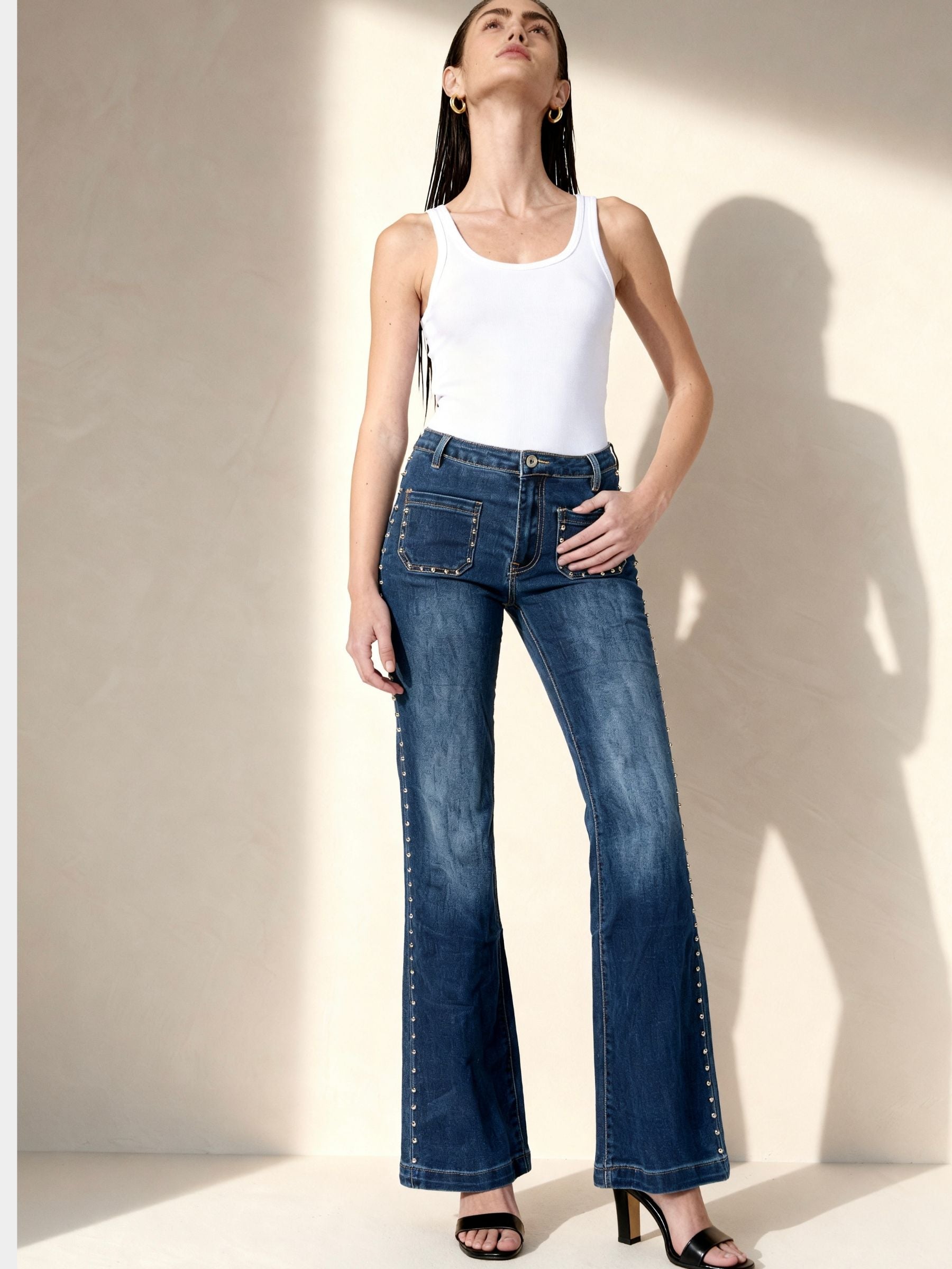 Morgan - Denim stud jeans
