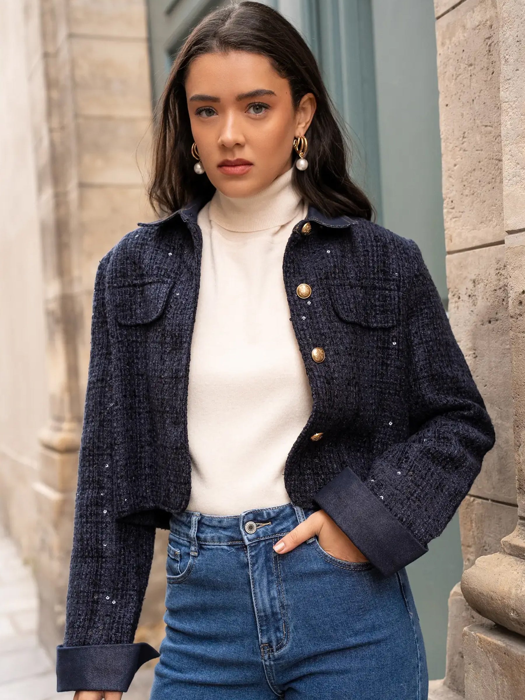Emily - Tweed & denim jacket