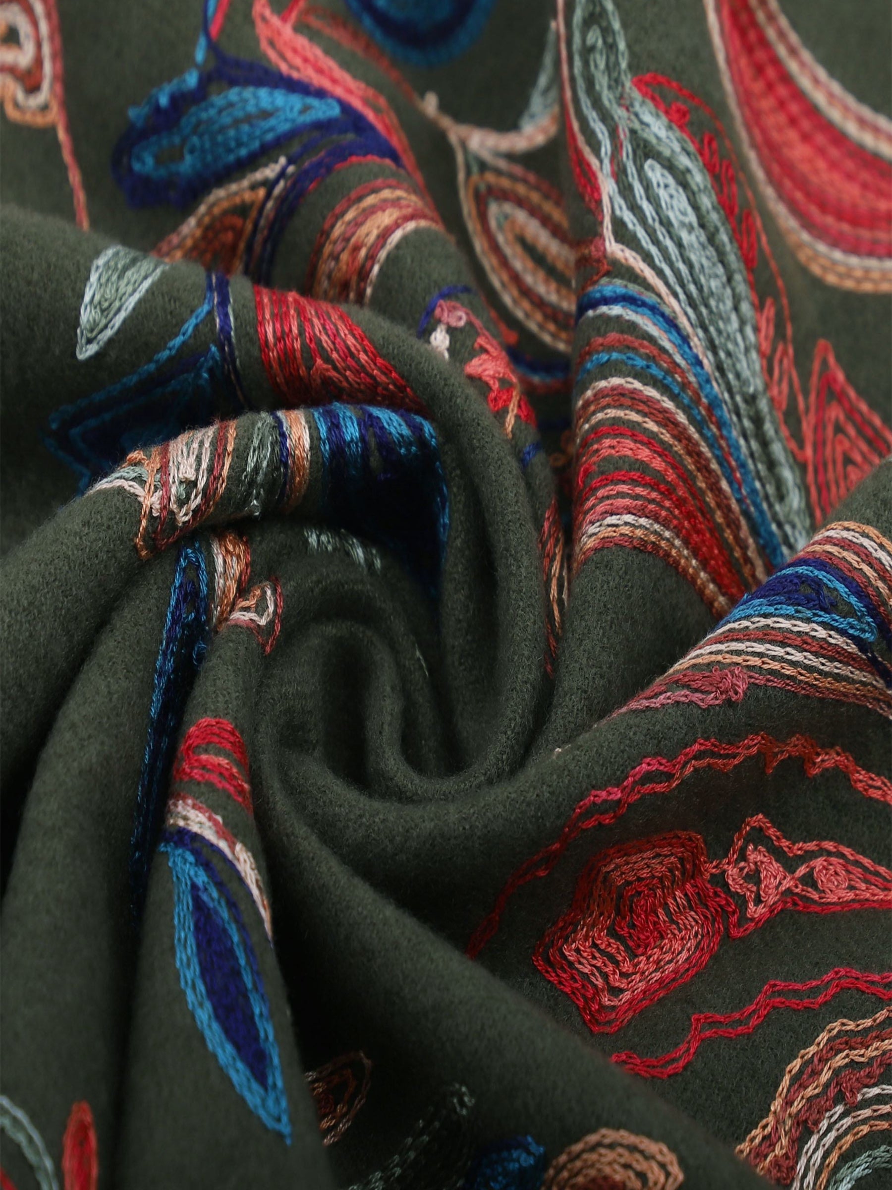 Ariana - Embroidered wool blend scarf